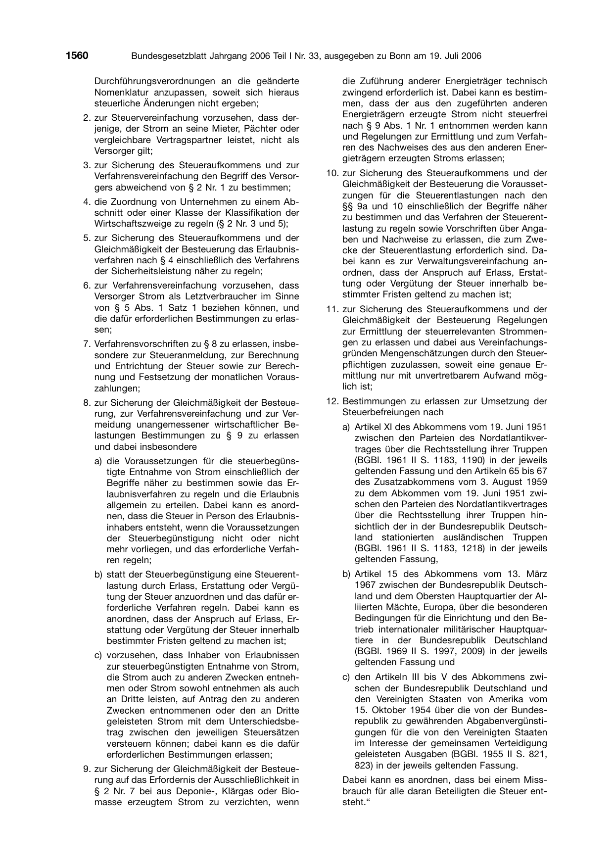 BGBl. 2006, Seite 1560 — Originalseite als Abbildung