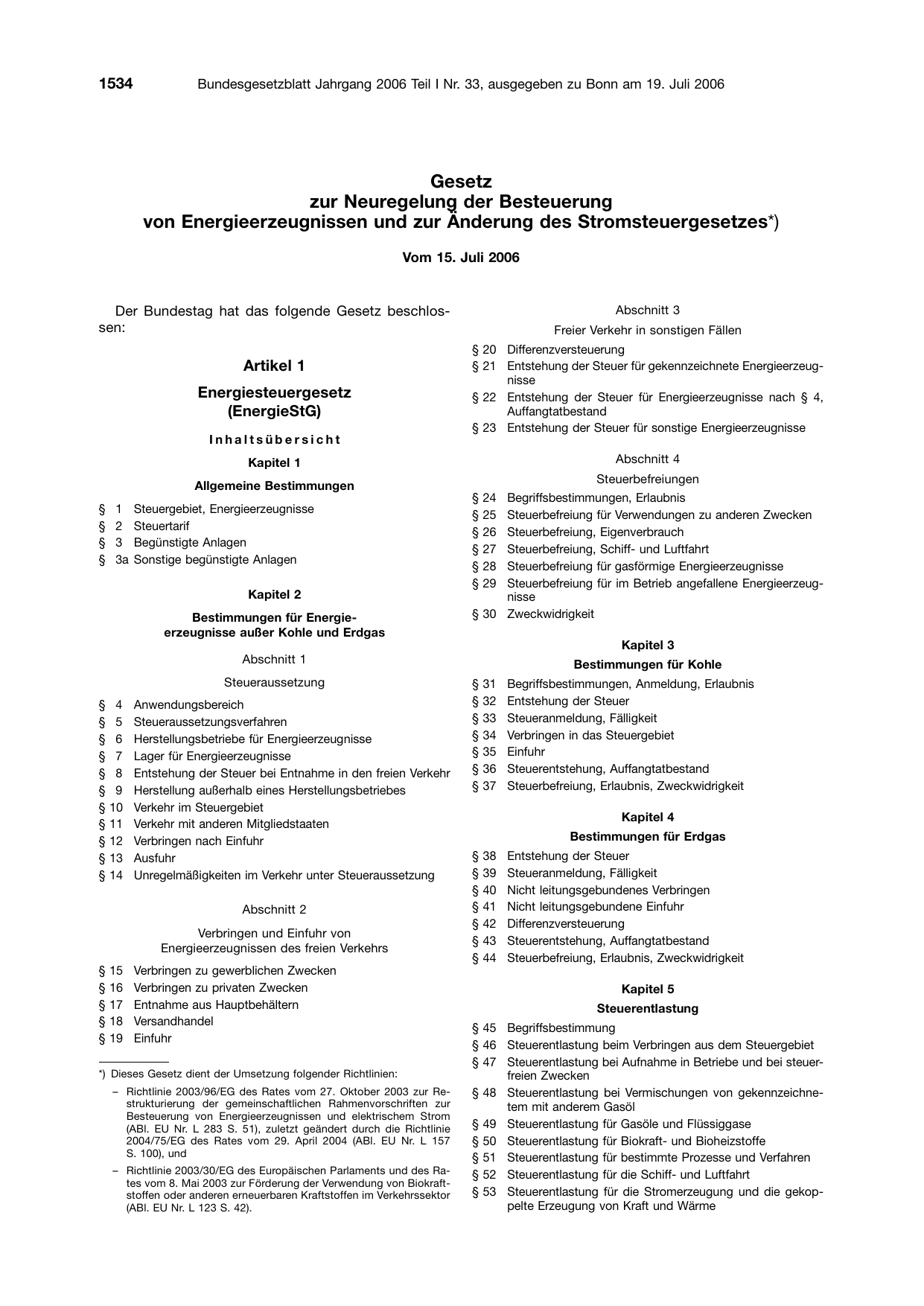 BGBl. 2006, Seite 1534 — Originalseite als Abbildung