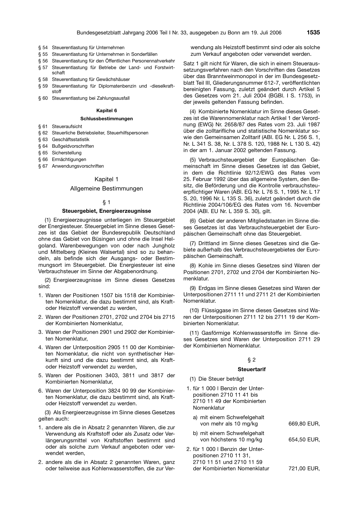 BGBl. 2006, Seite 1535 — Originalseite als Abbildung
