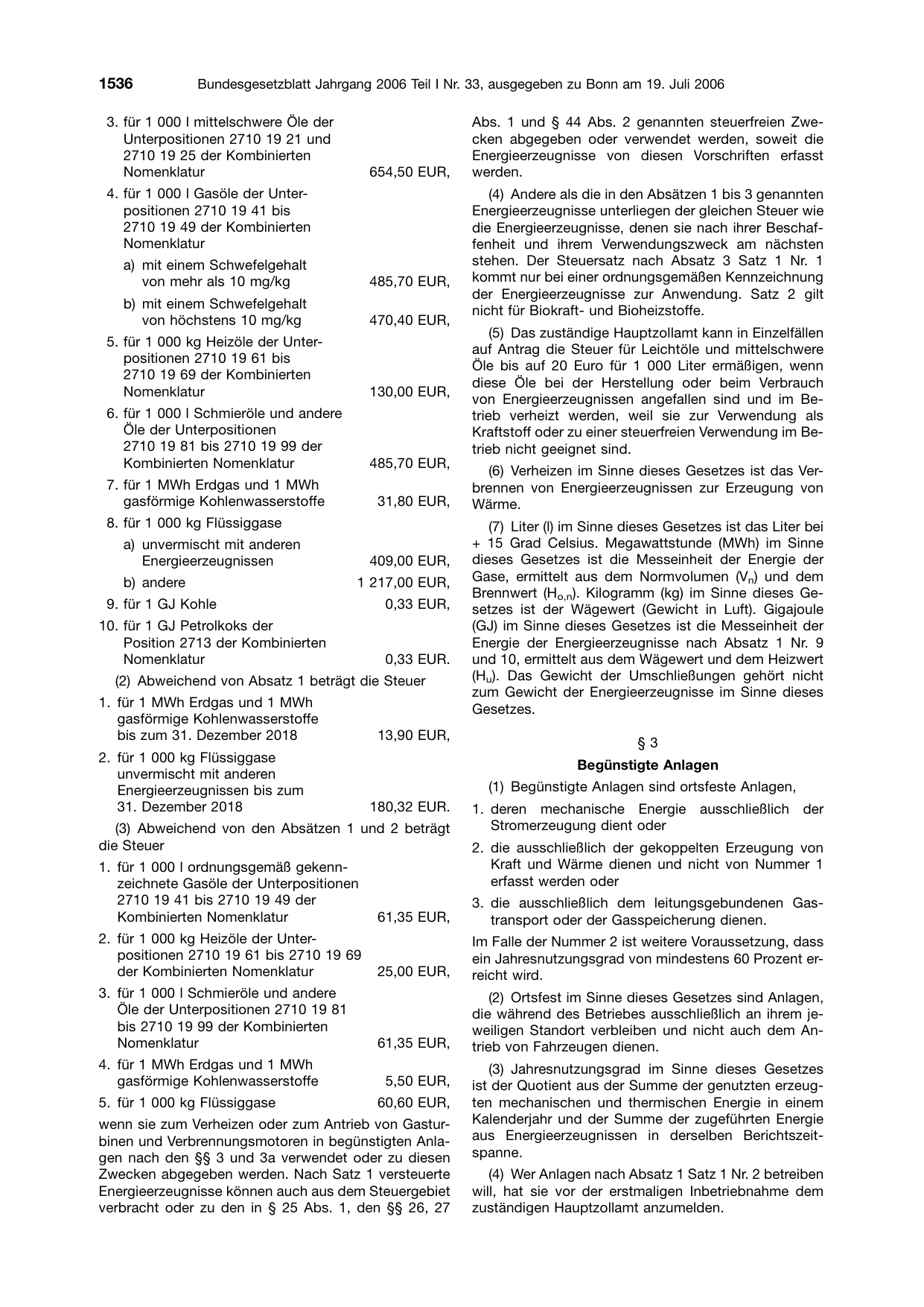 BGBl. 2006, Seite 1536 — Originalseite als Abbildung