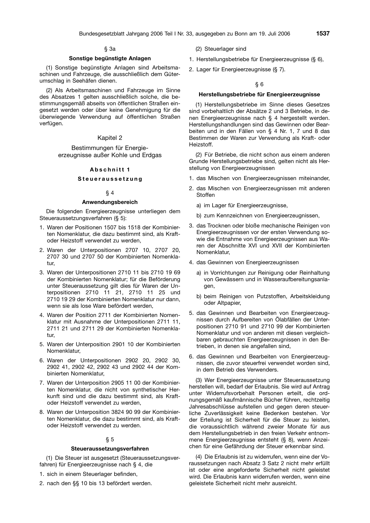 BGBl. 2006, Seite 1537 — Originalseite als Abbildung