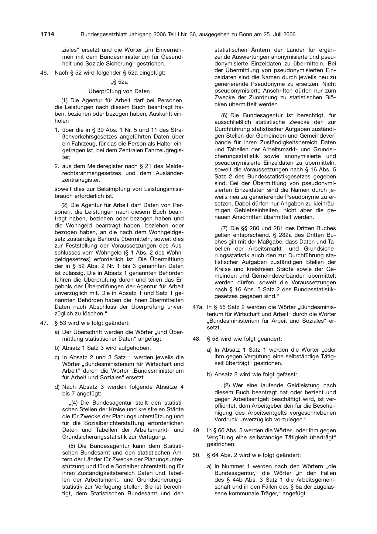 BGBl. 2006, Seite 1714 — Originalseite als Abbildung