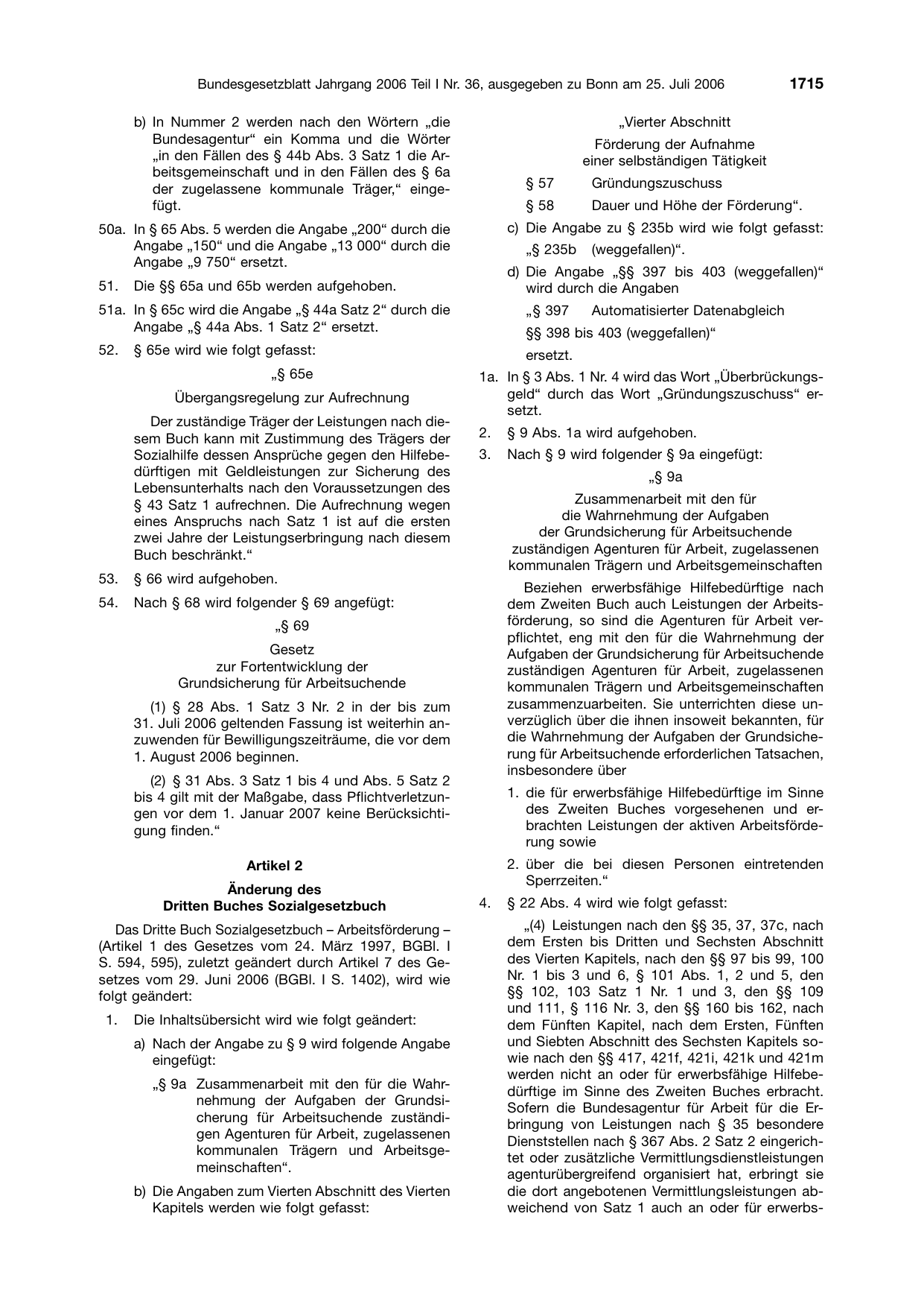 BGBl. 2006, Seite 1715 — Originalseite als Abbildung