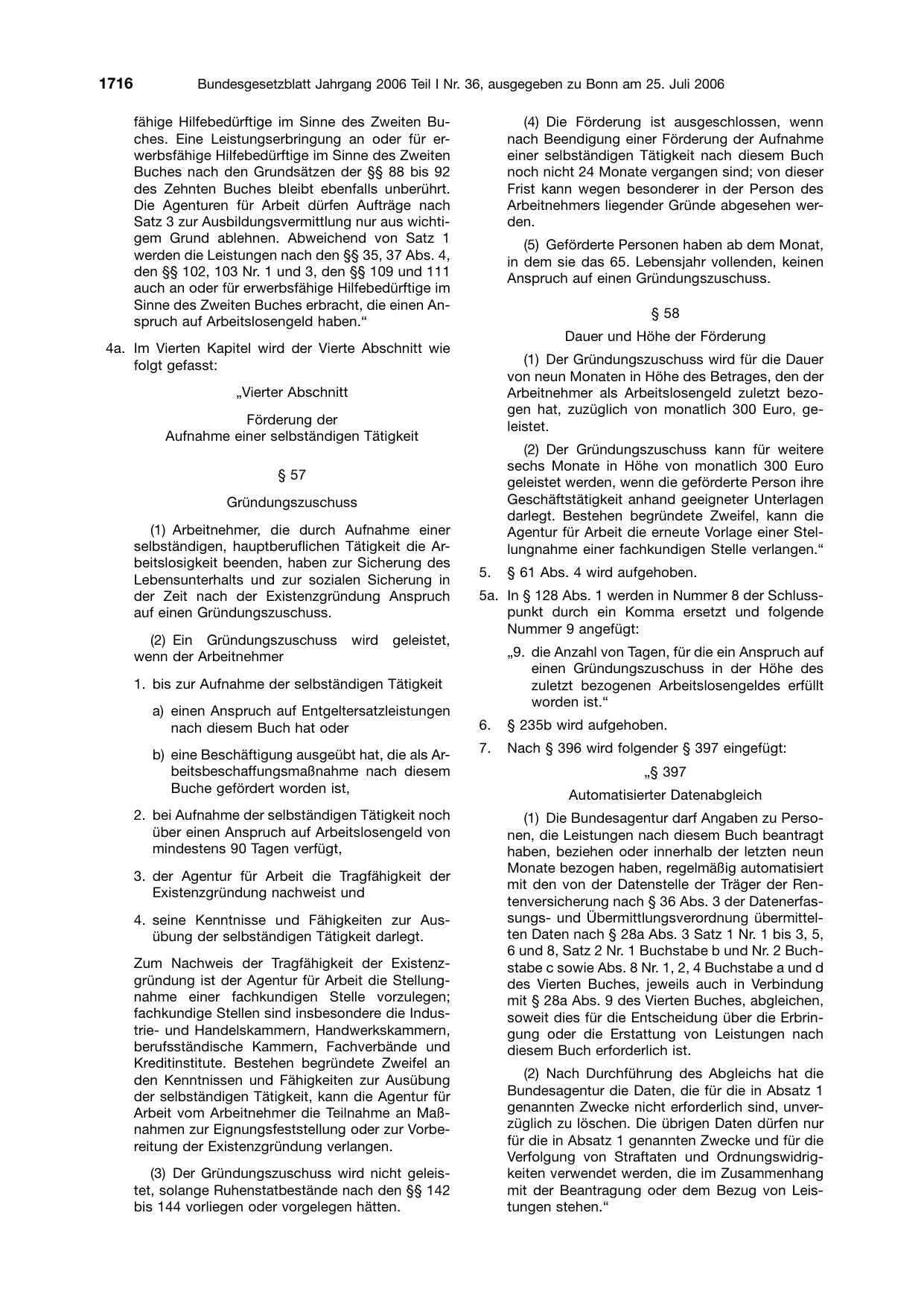 BGBl. 2006, Seite 1716 — Originalseite als Abbildung