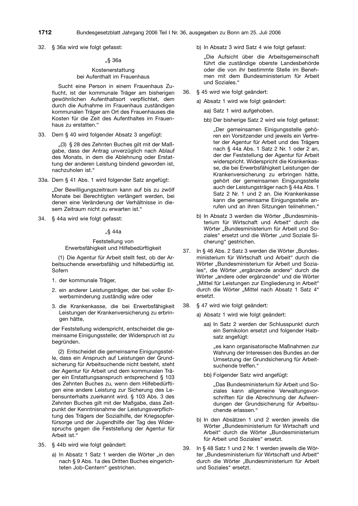 BGBl. 2006, Seite 1712 — Originalseite als Abbildung