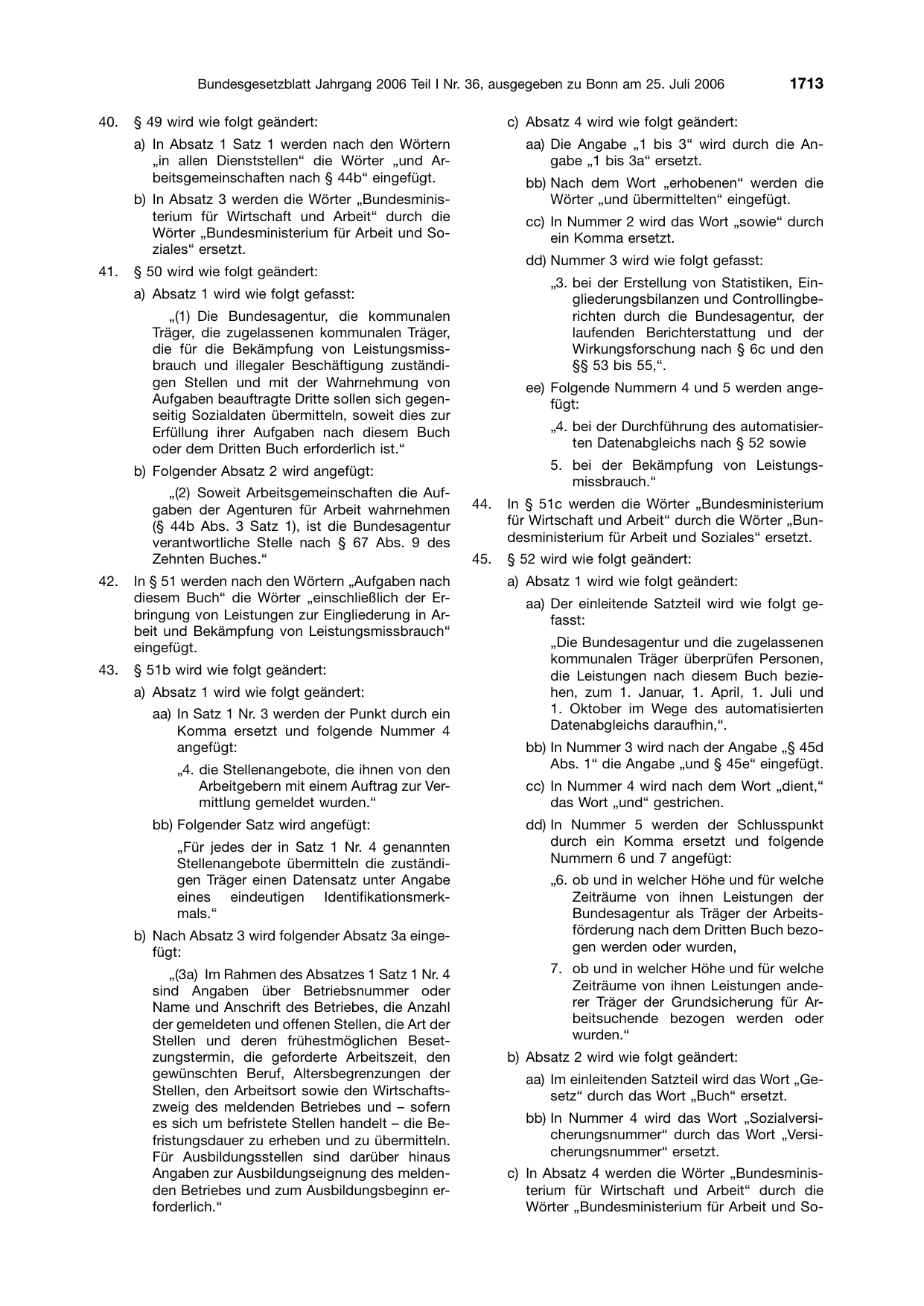 BGBl. 2006, Seite 1713 — Originalseite als Abbildung