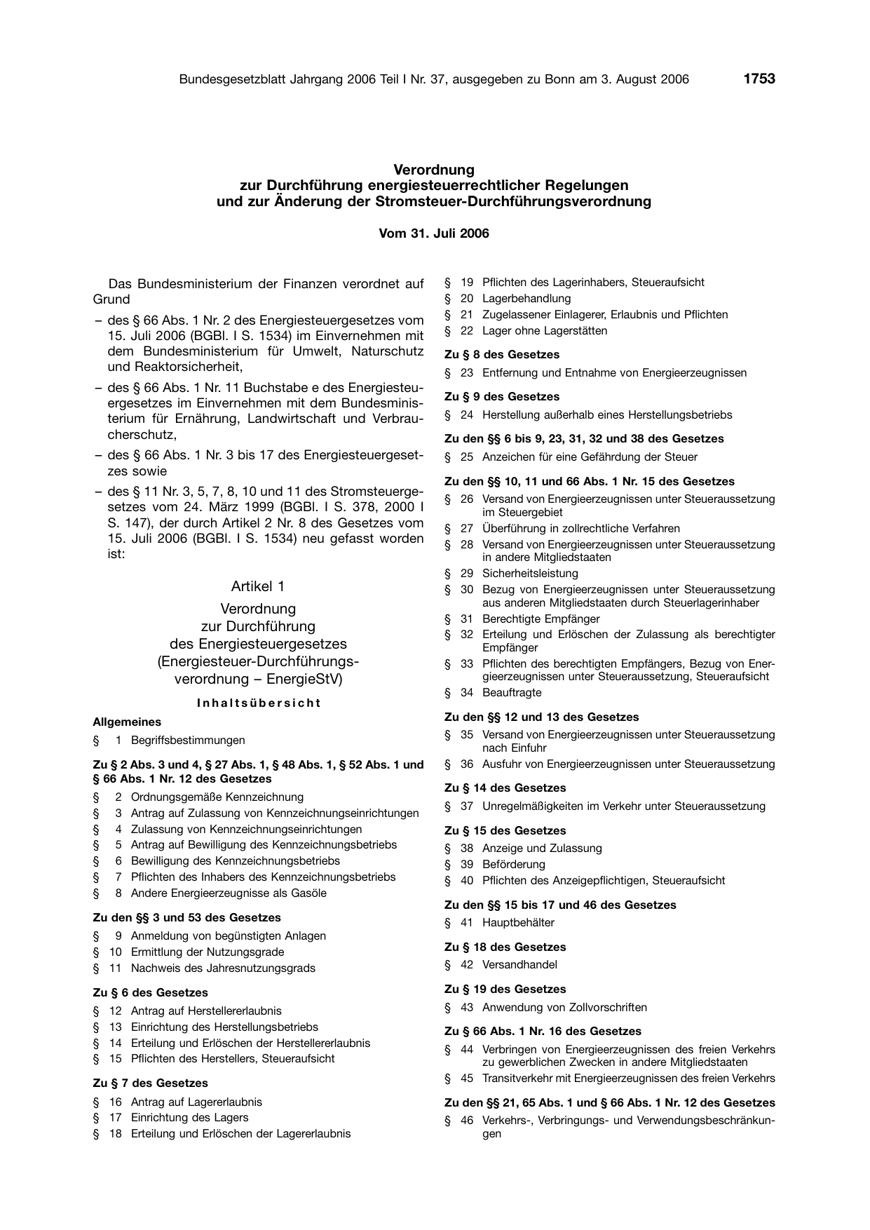 BGBl. 2006, Seite 1753 — Originalseite als Abbildung