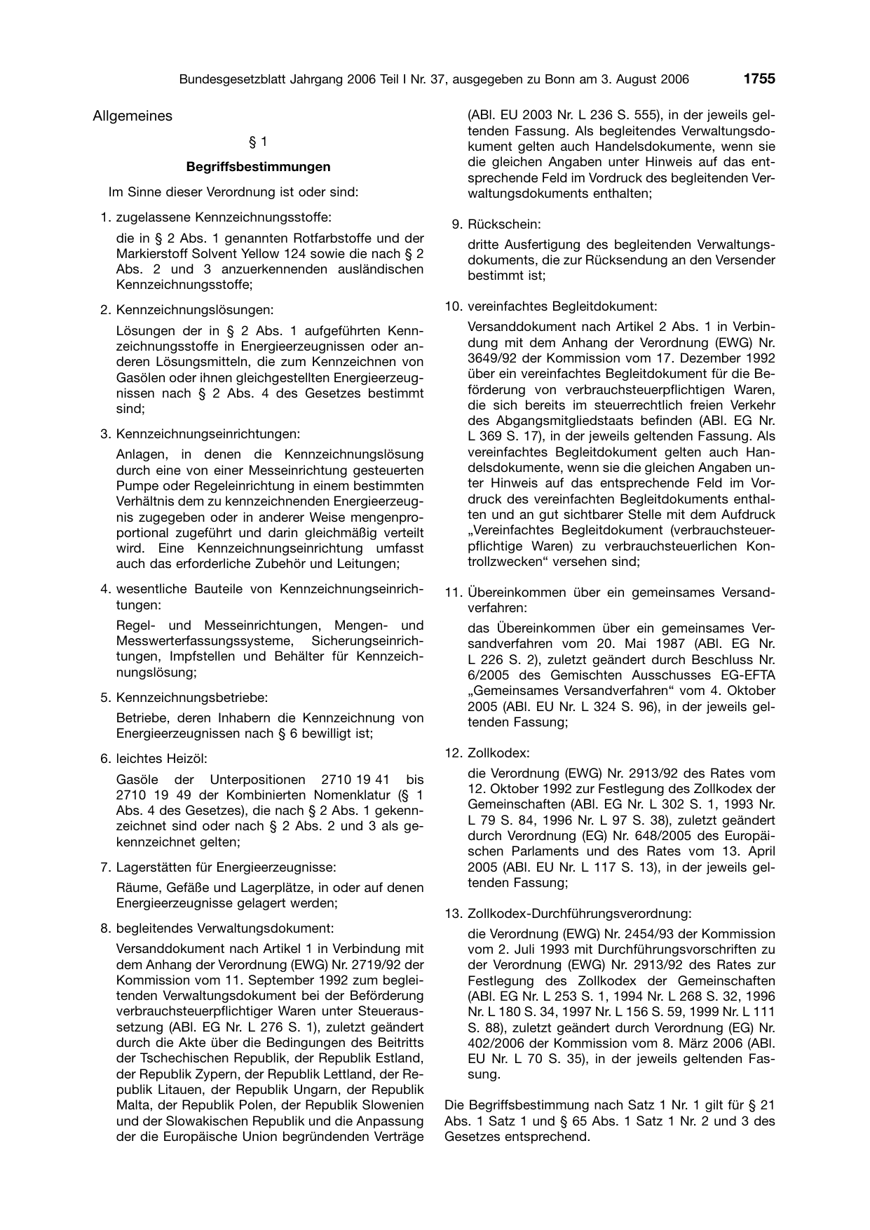 BGBl. 2006, Seite 1755 — Originalseite als Abbildung