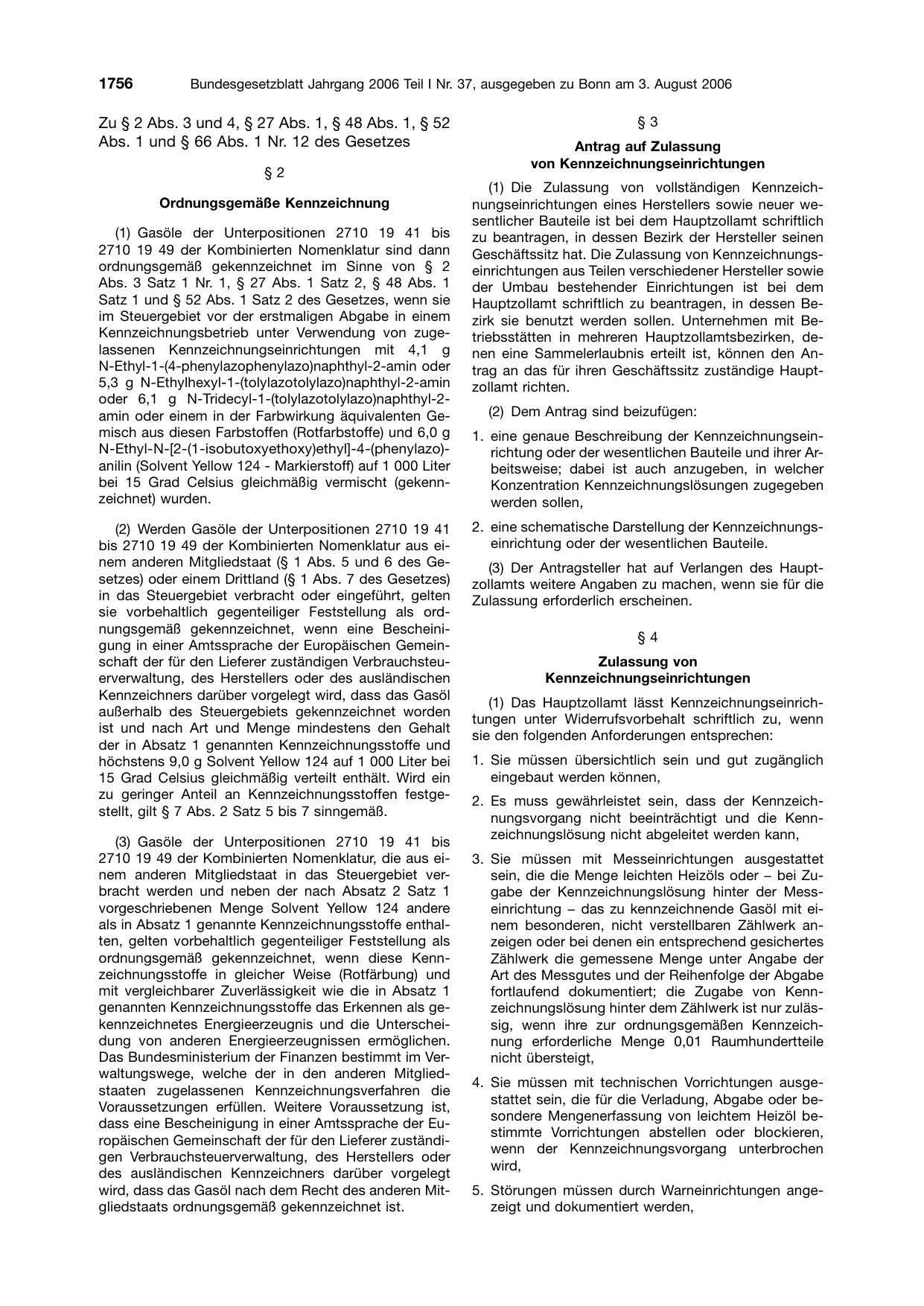 BGBl. 2006, Seite 1756 — Originalseite als Abbildung