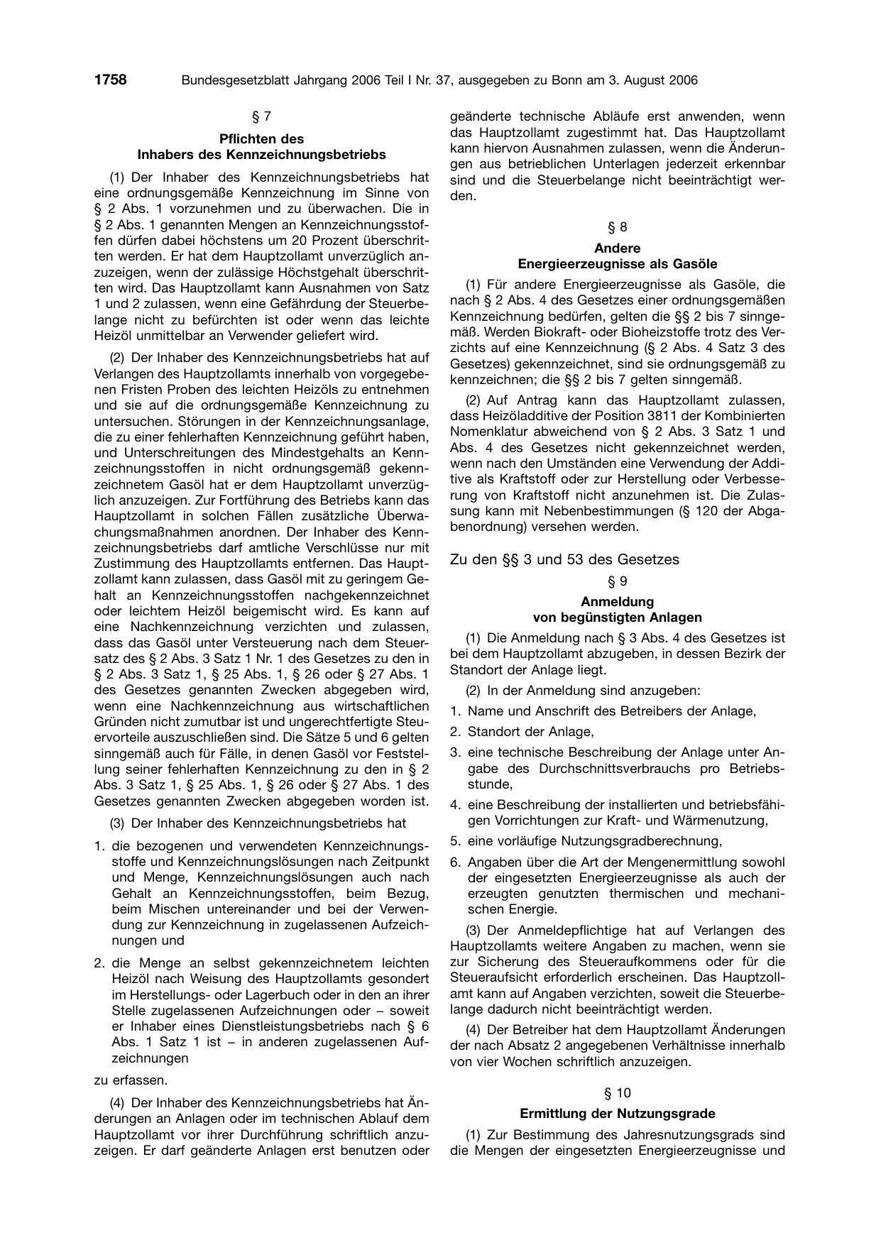 BGBl. 2006, Seite 1758 — Originalseite als Abbildung
