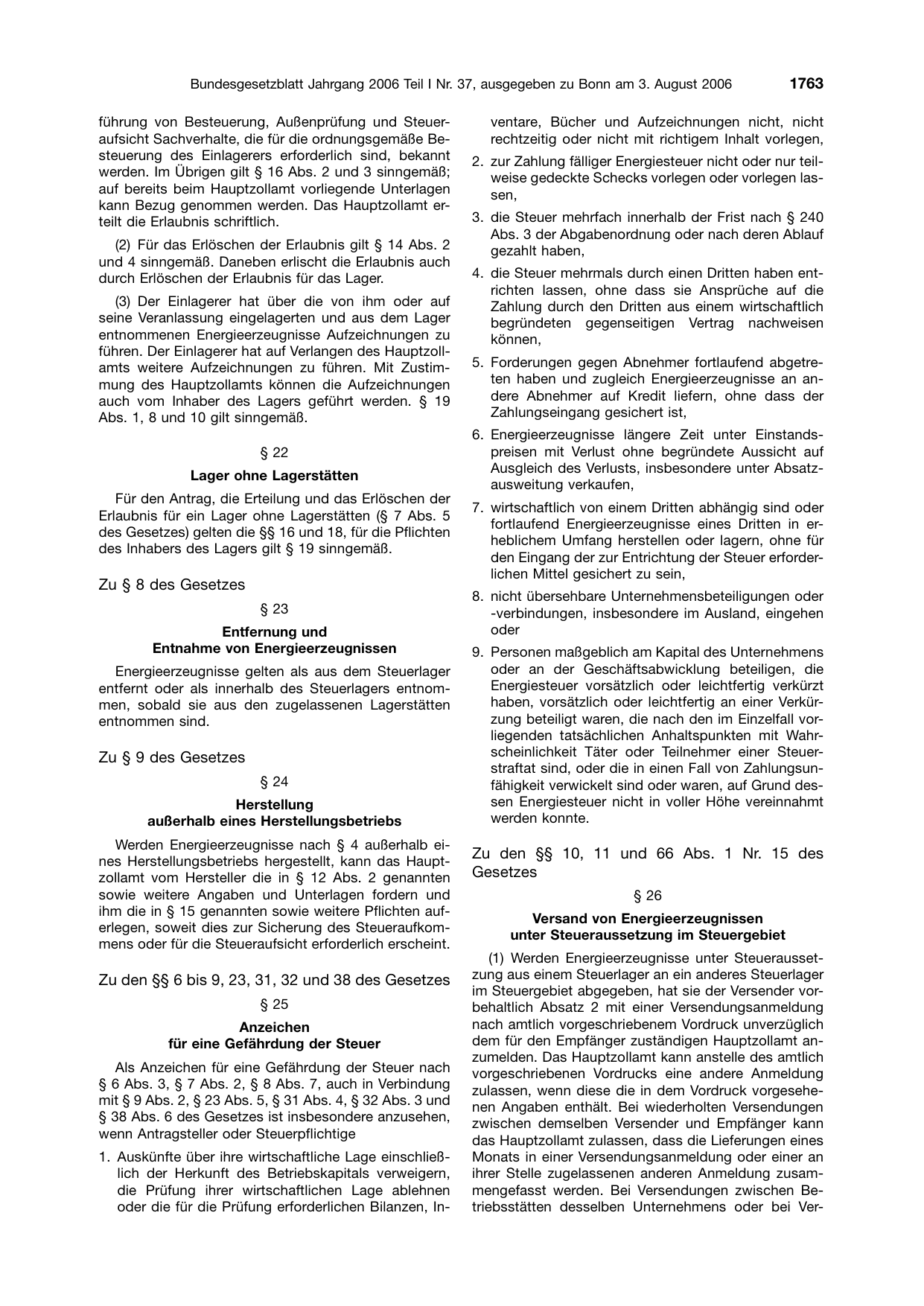 BGBl. 2006, Seite 1763 — Originalseite als Abbildung