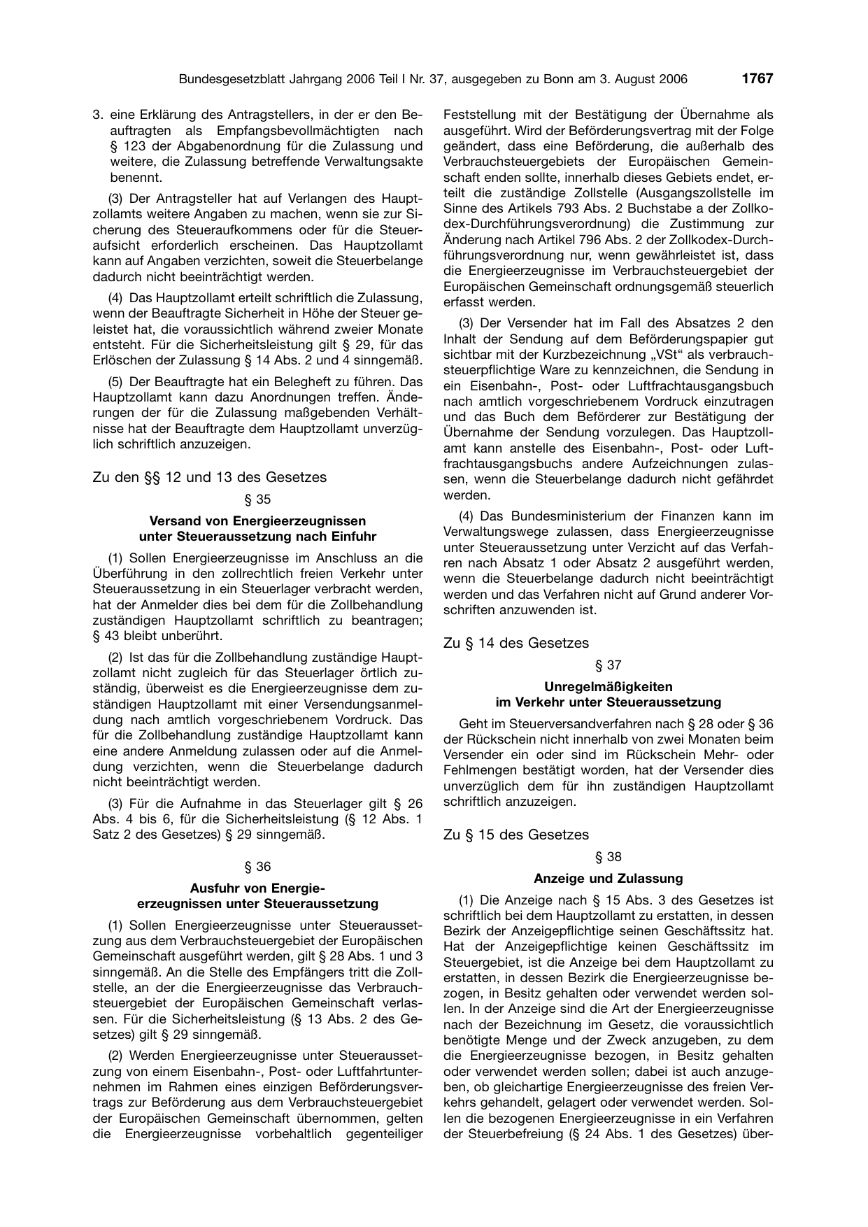 BGBl. 2006, Seite 1767 — Originalseite als Abbildung