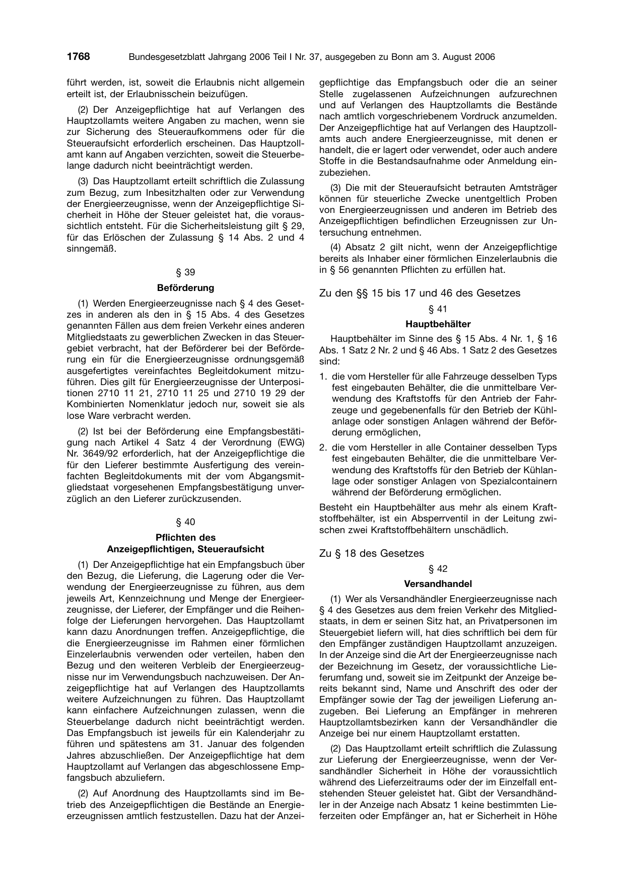 BGBl. 2006, Seite 1768 — Originalseite als Abbildung