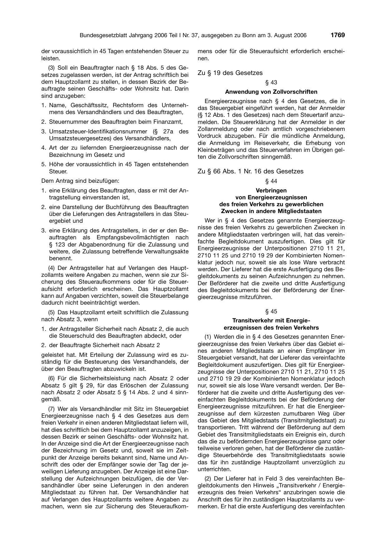 BGBl. 2006, Seite 1769 — Originalseite als Abbildung