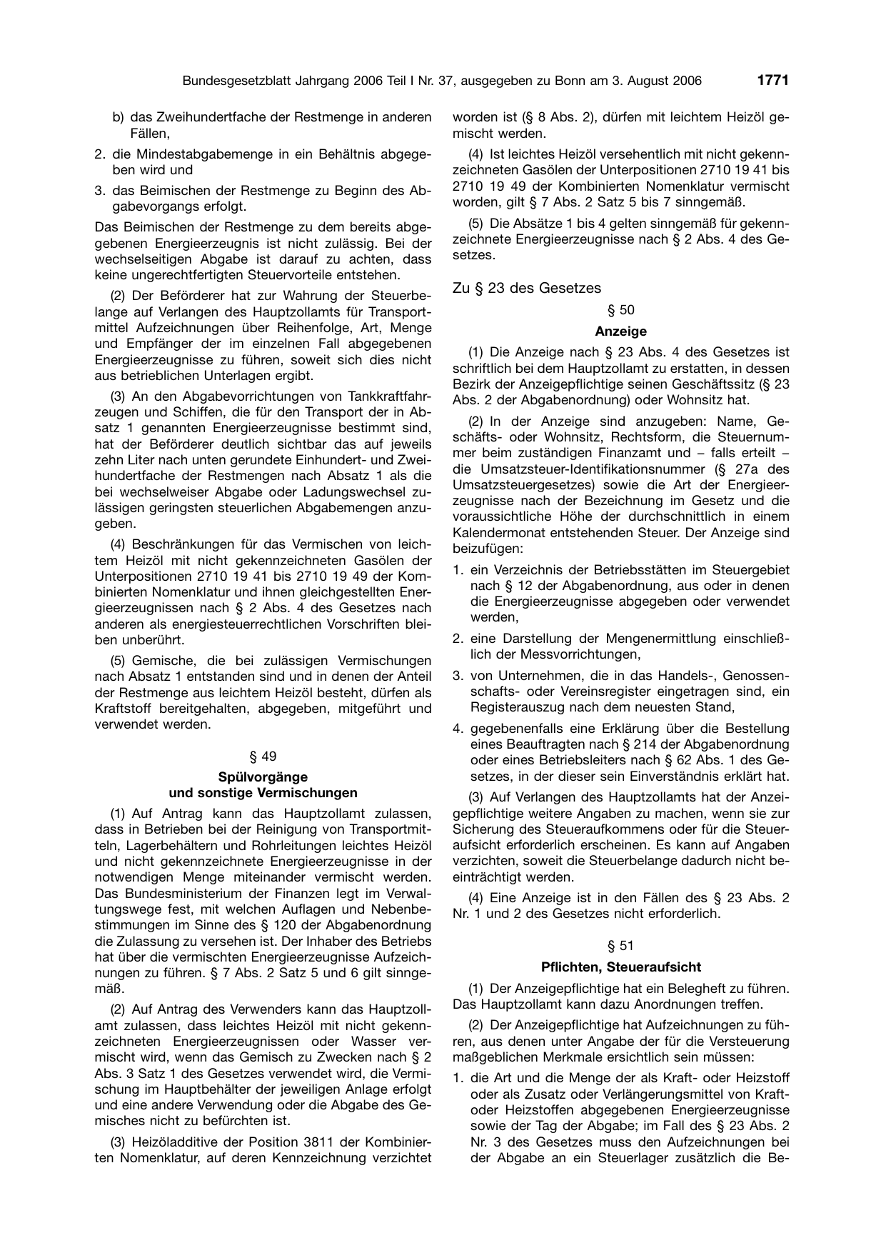 BGBl. 2006, Seite 1771 — Originalseite als Abbildung