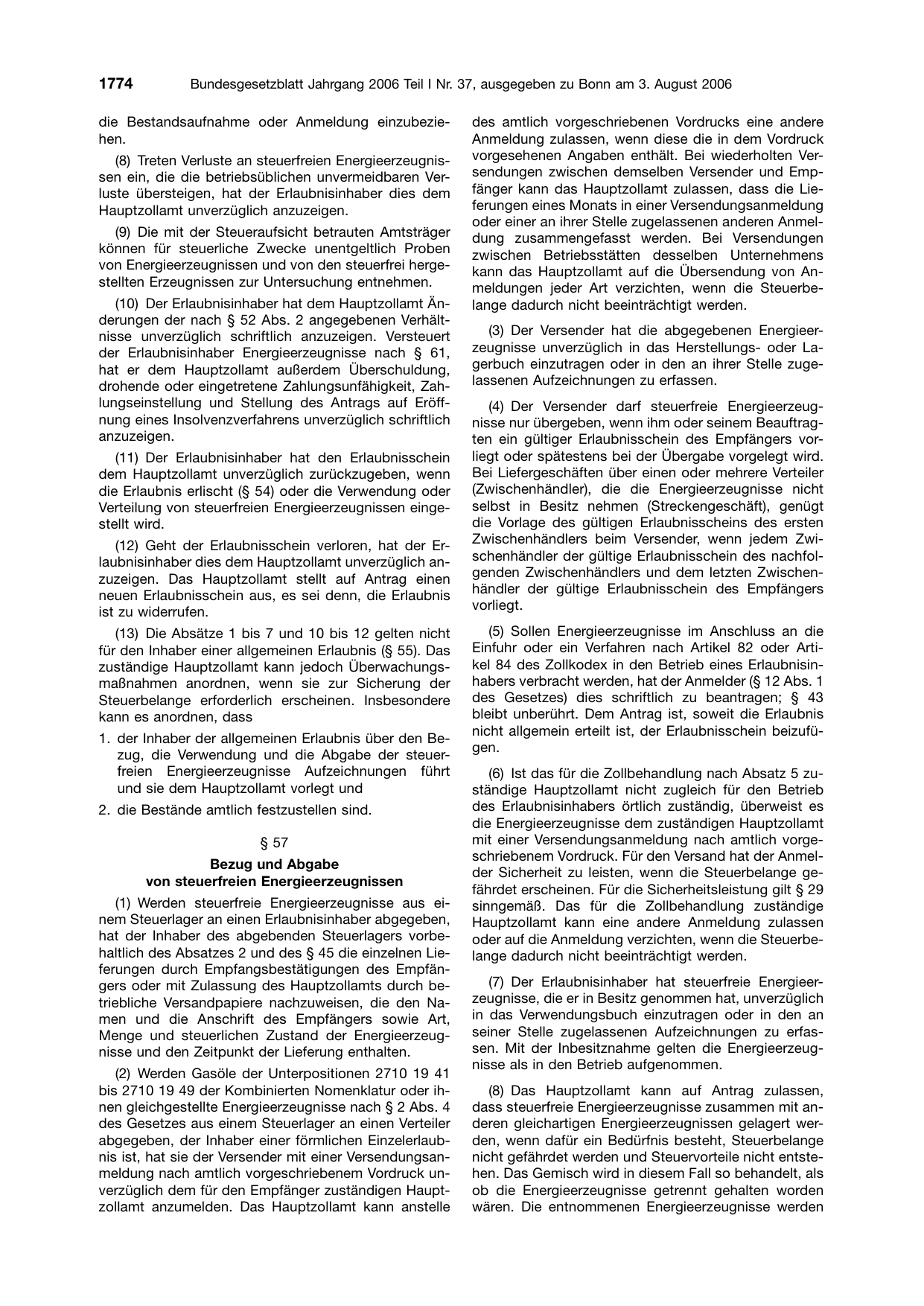 BGBl. 2006, Seite 1774 — Originalseite als Abbildung