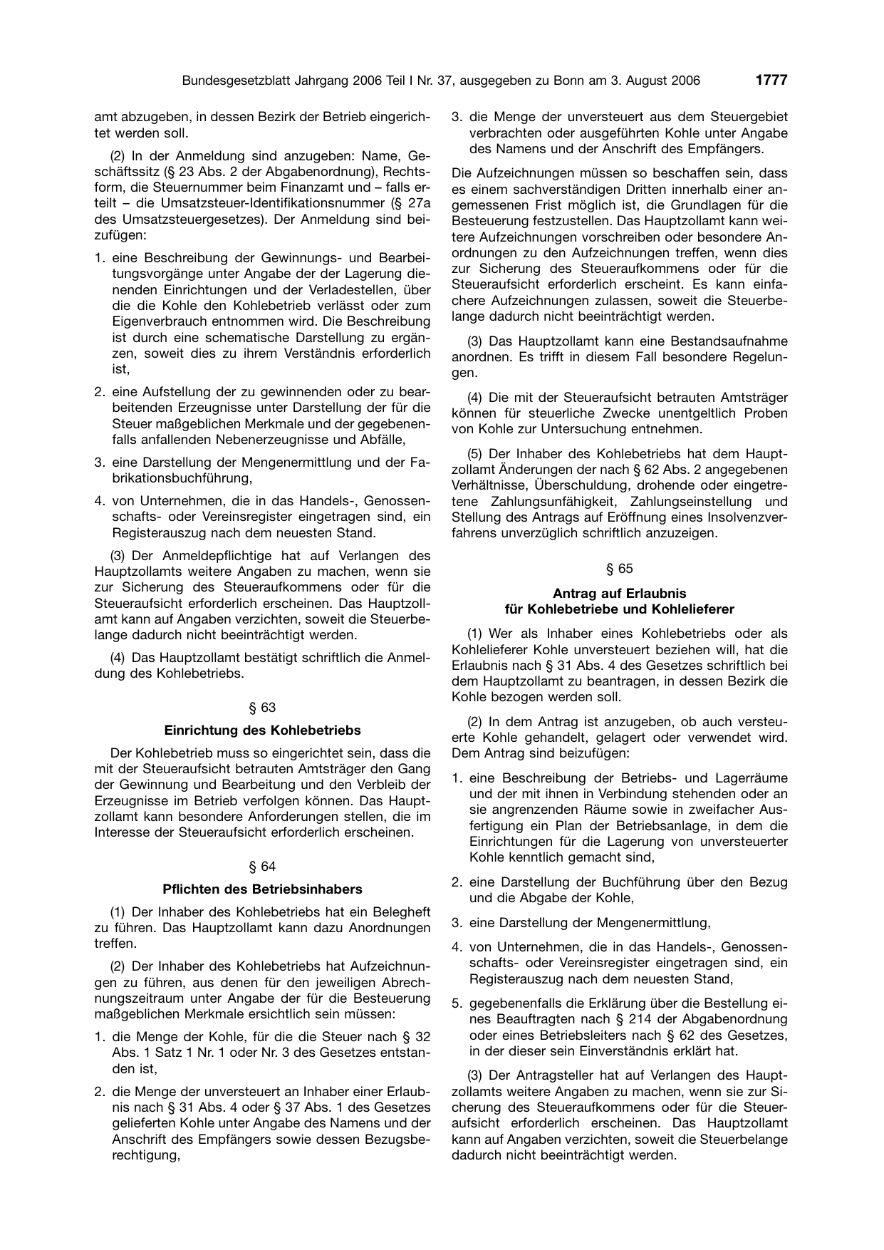 BGBl. 2006, Seite 1777 — Originalseite als Abbildung