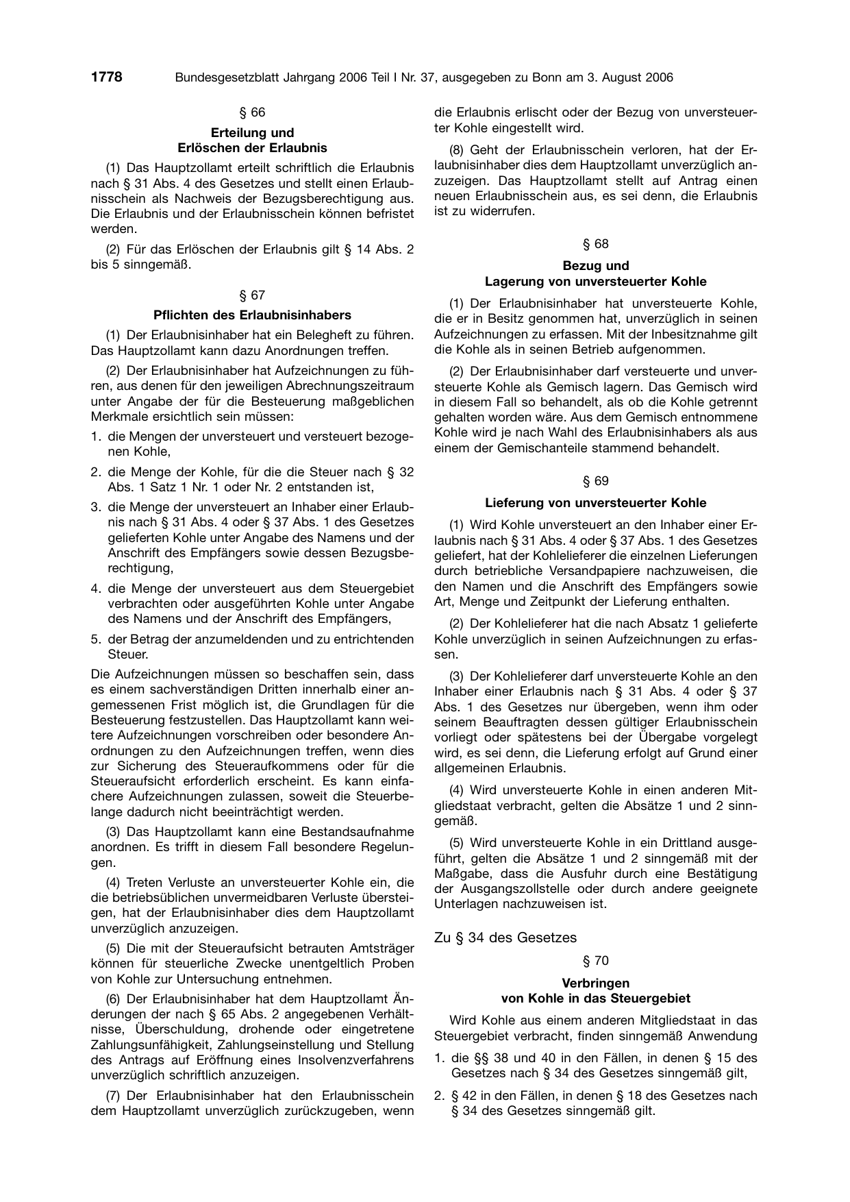 BGBl. 2006, Seite 1778 — Originalseite als Abbildung