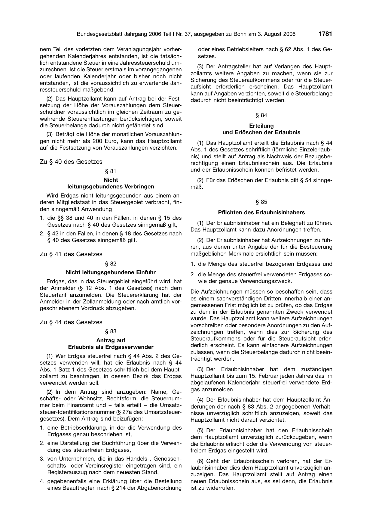 BGBl. 2006, Seite 1781 — Originalseite als Abbildung