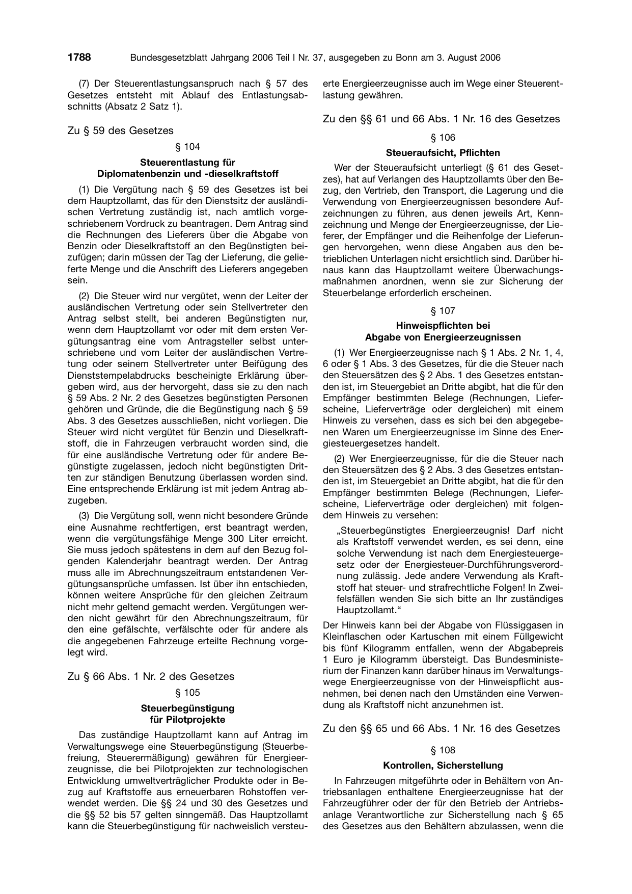 BGBl. 2006, Seite 1788 — Originalseite als Abbildung
