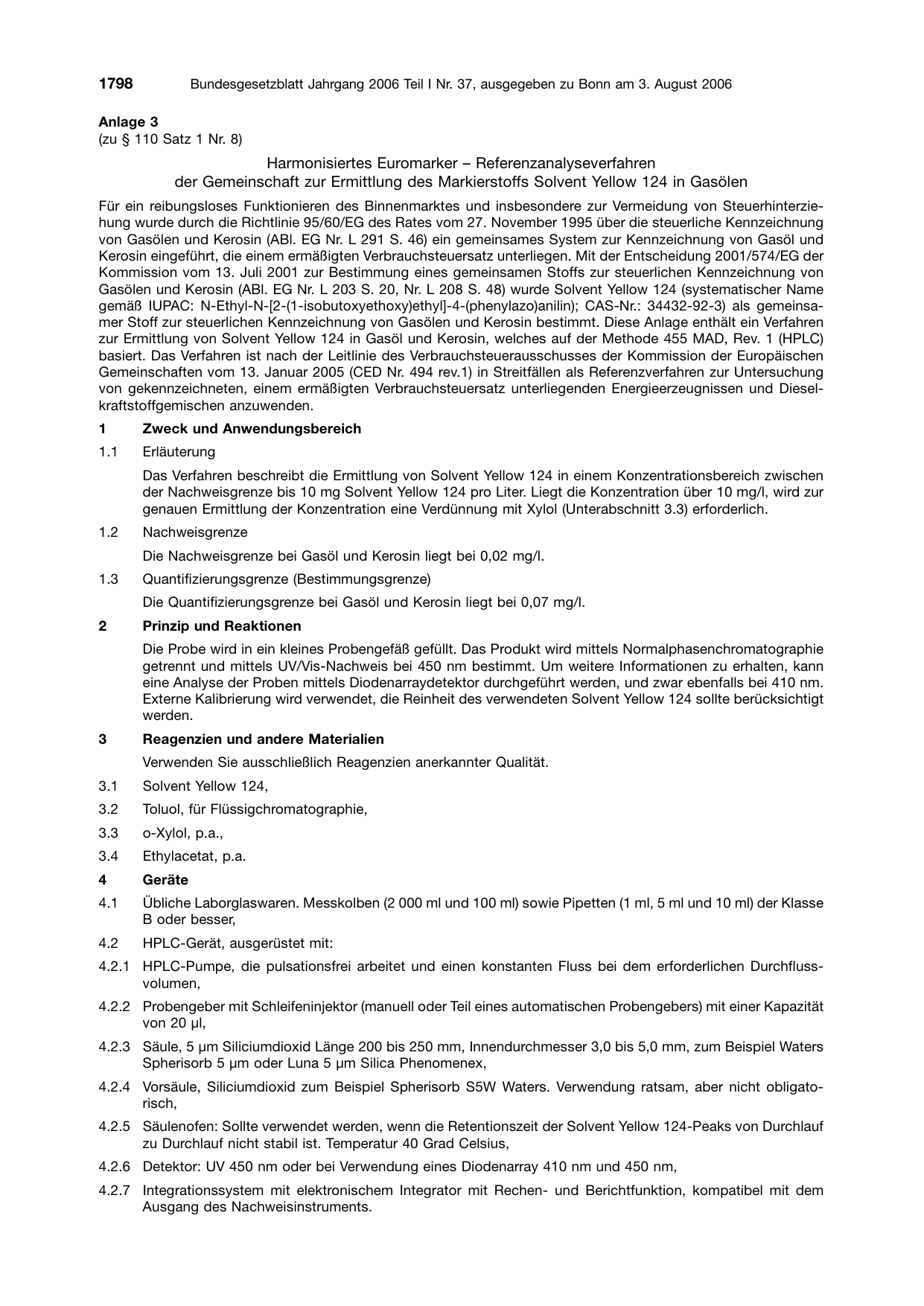 BGBl. 2006, Seite 1798 — Originalseite als Abbildung