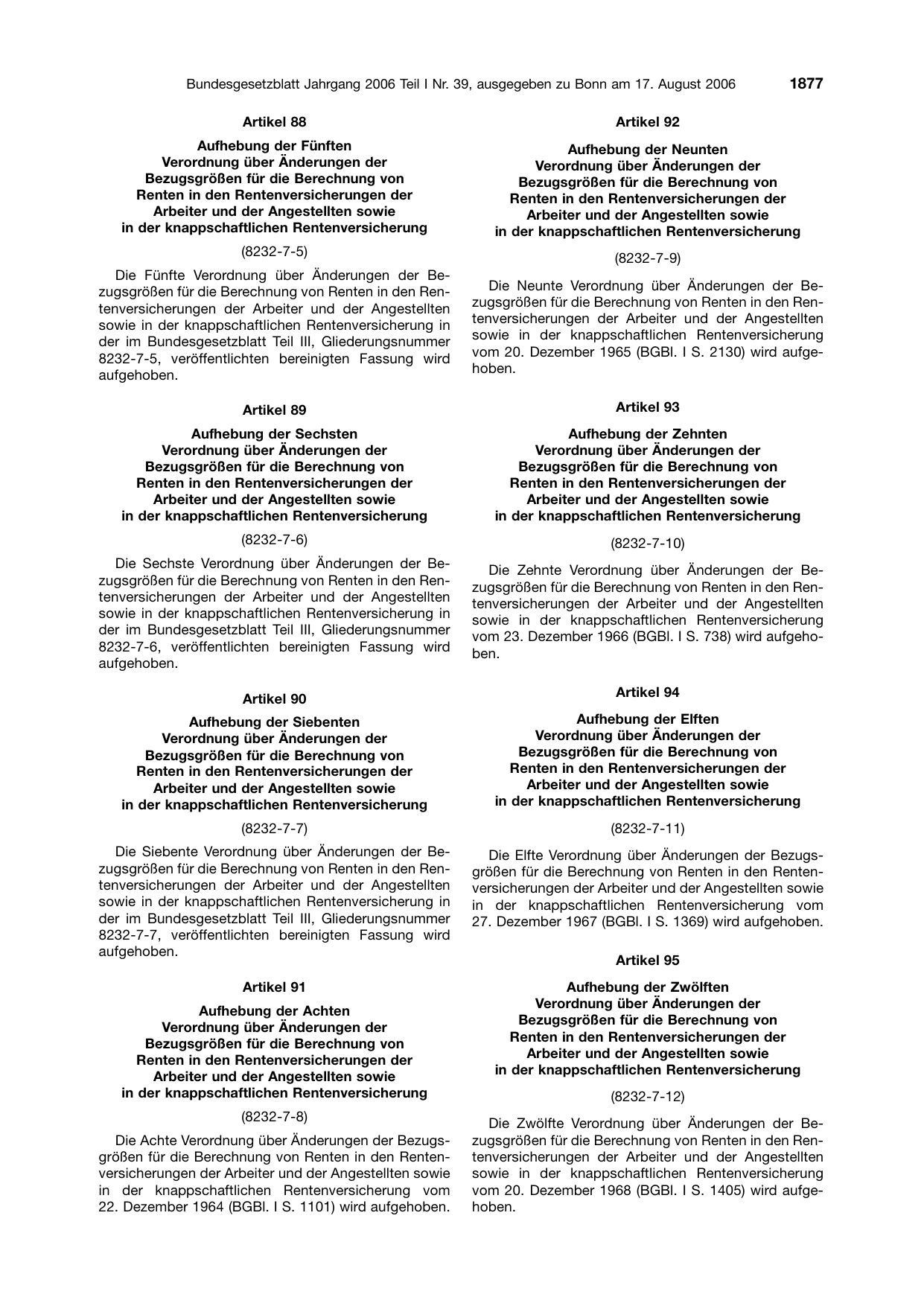 BGBl. 2006, Seite 1877 — Originalseite als Abbildung