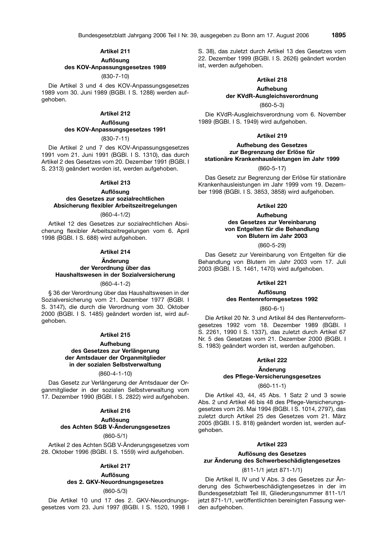 BGBl. 2006, Seite 1895 — Originalseite als Abbildung