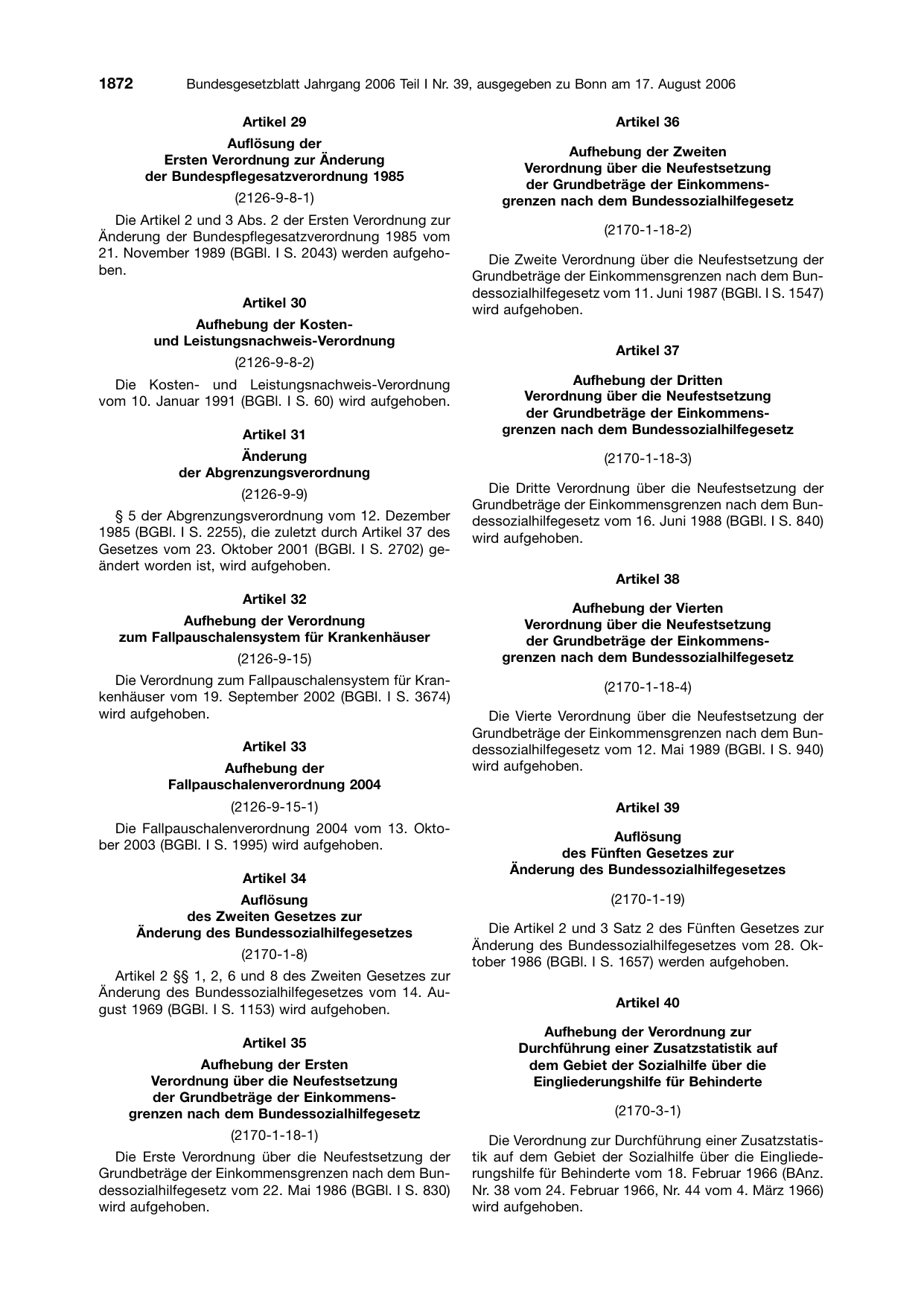 BGBl. 2006, Seite 1872 — Originalseite als Abbildung