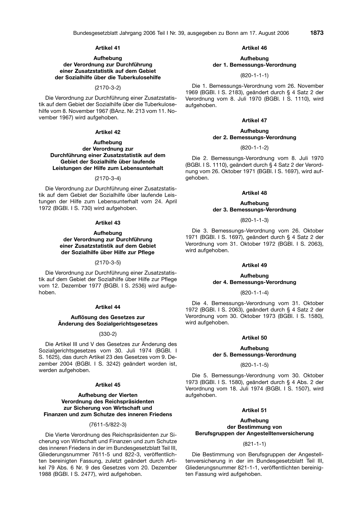 BGBl. 2006, Seite 1873 — Originalseite als Abbildung