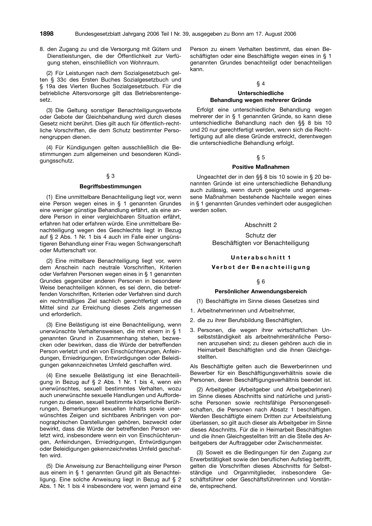 BGBl. 2006, Seite 1898 — Originalseite als Abbildung