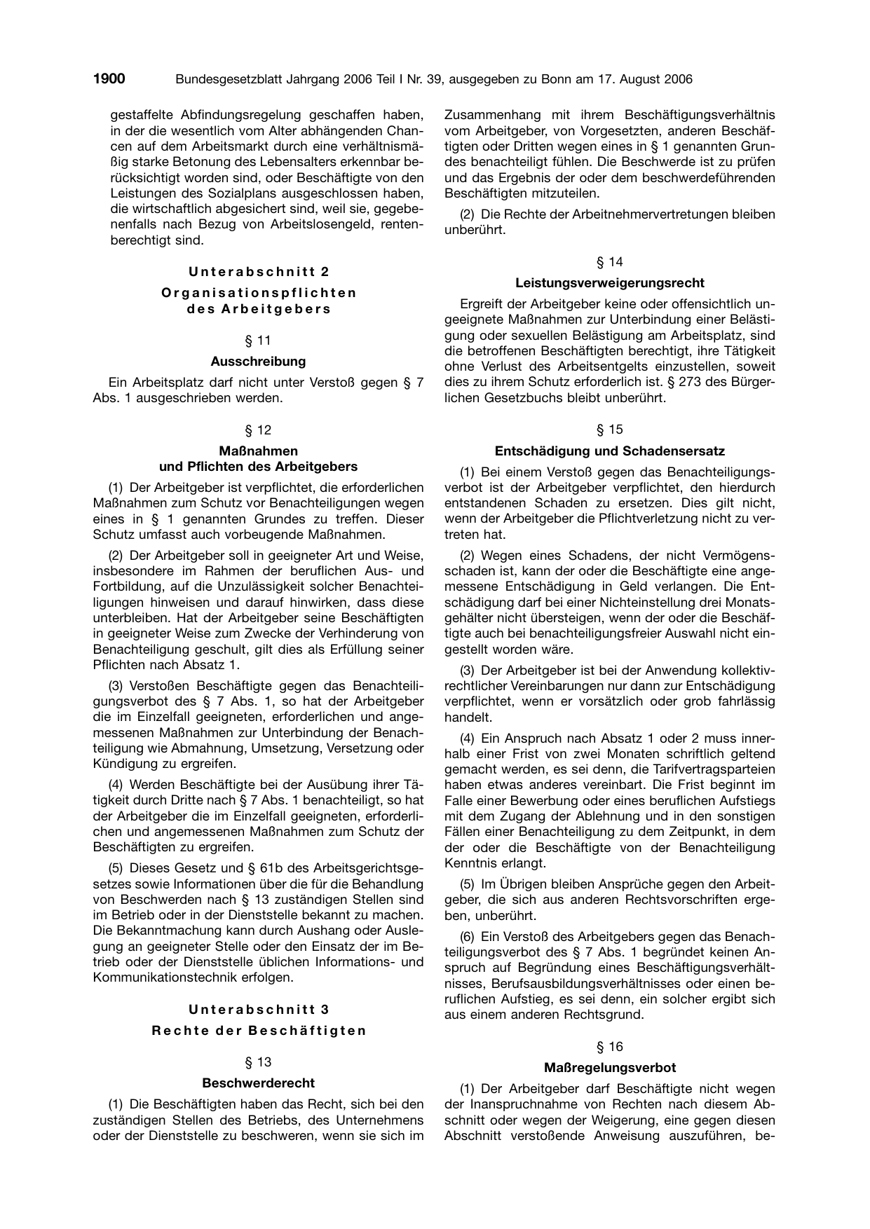 BGBl. 2006, Seite 1900 — Originalseite als Abbildung
