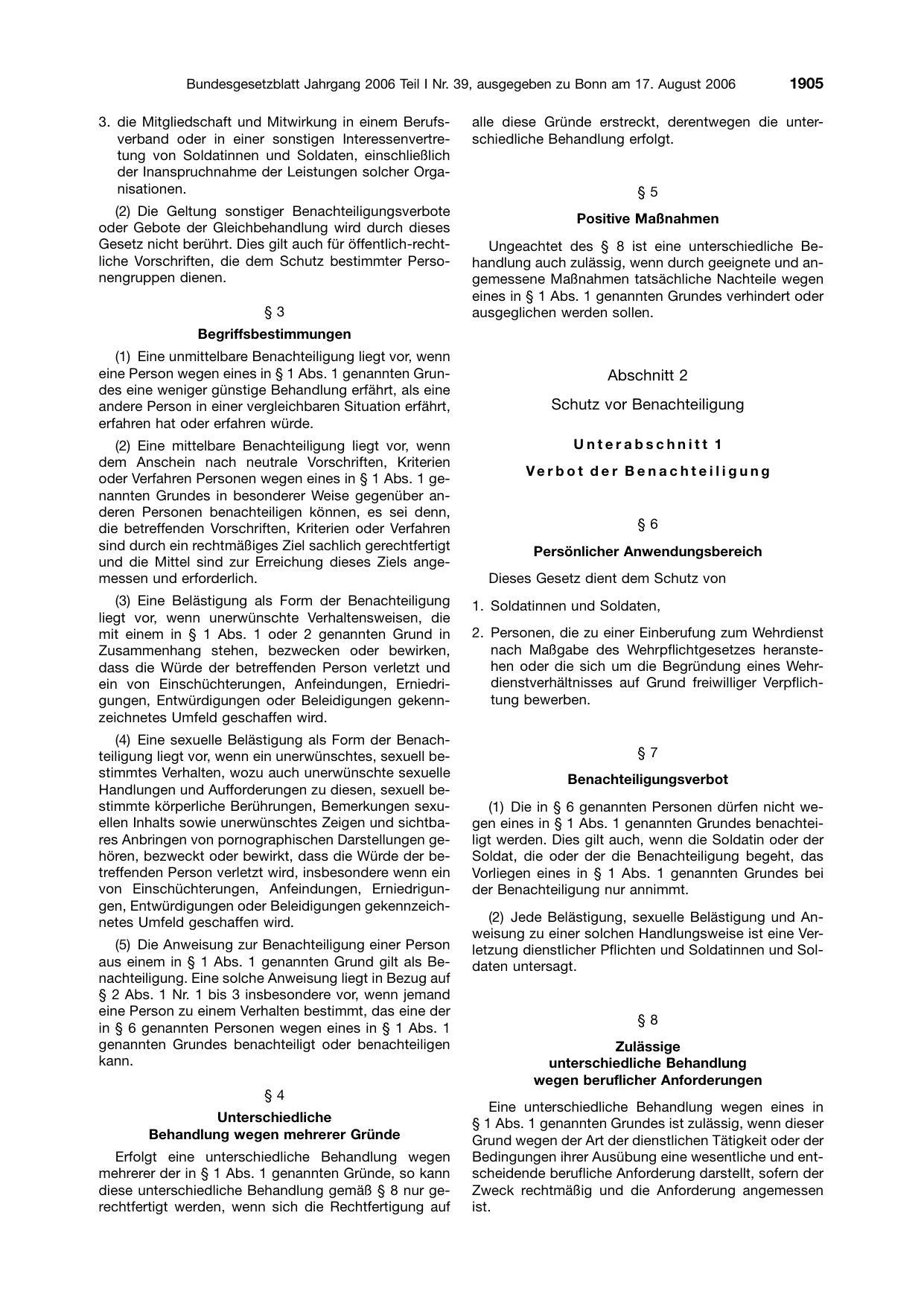 BGBl. 2006, Seite 1905 — Originalseite als Abbildung