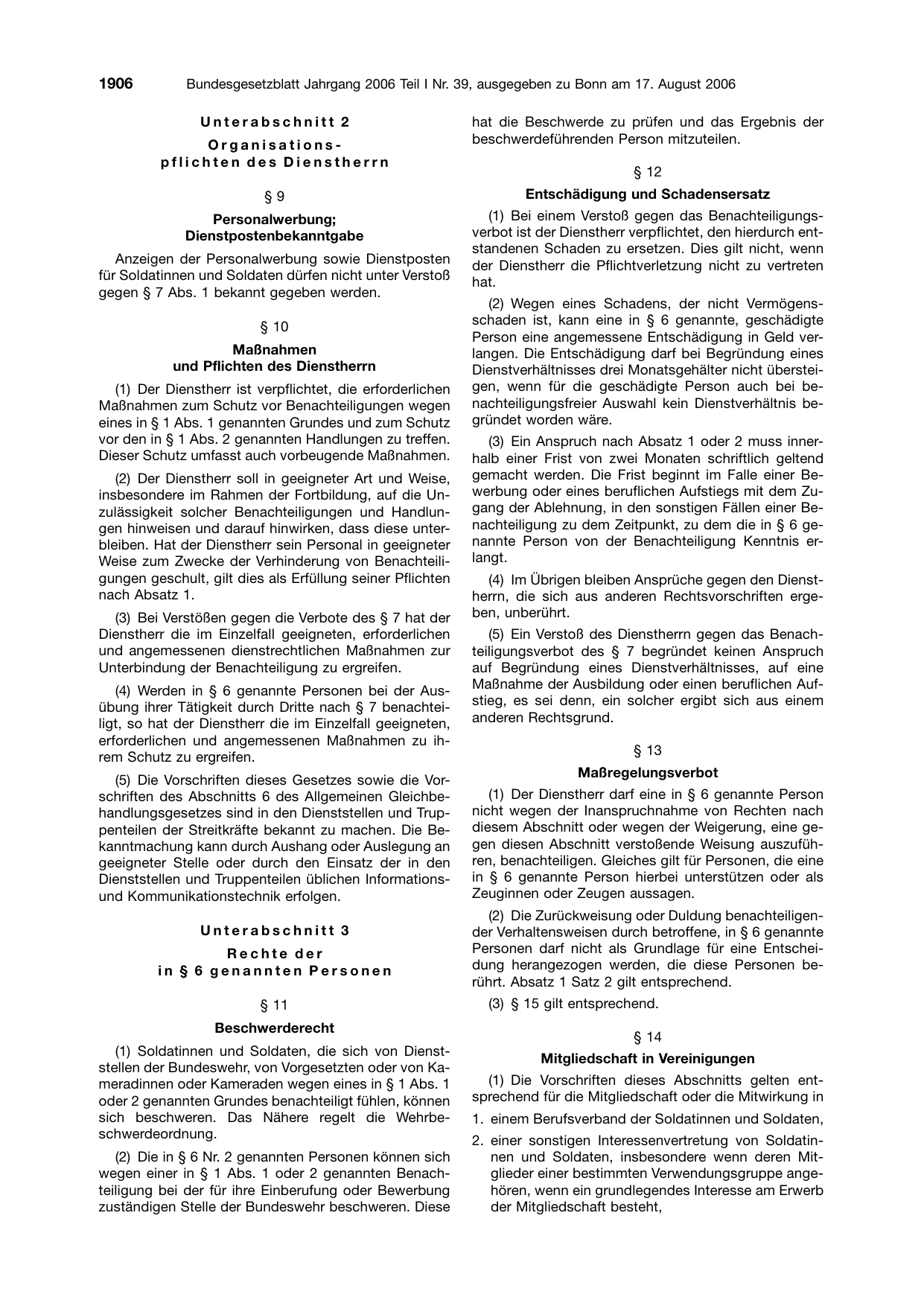 BGBl. 2006, Seite 1906 — Originalseite als Abbildung