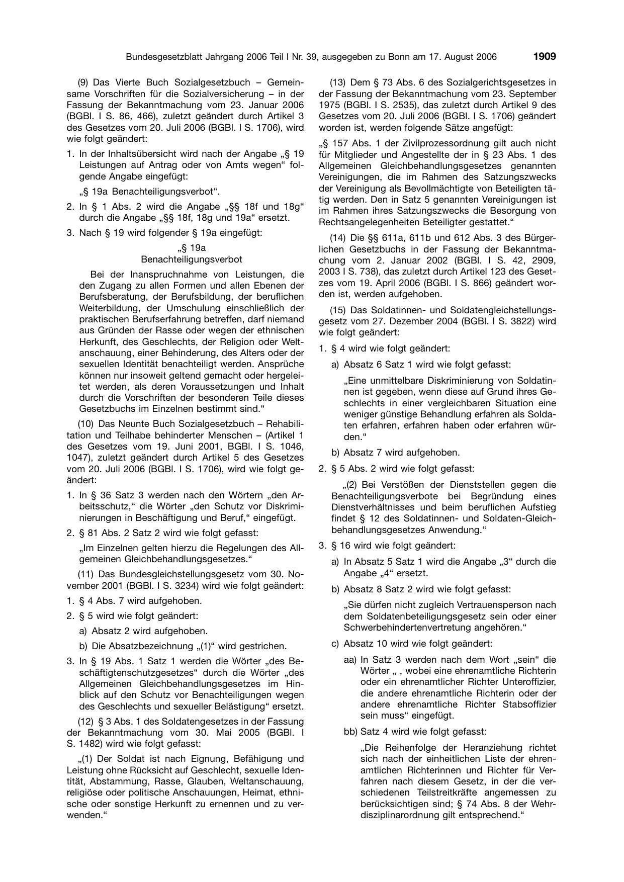 BGBl. 2006, Seite 1909 — Originalseite als Abbildung