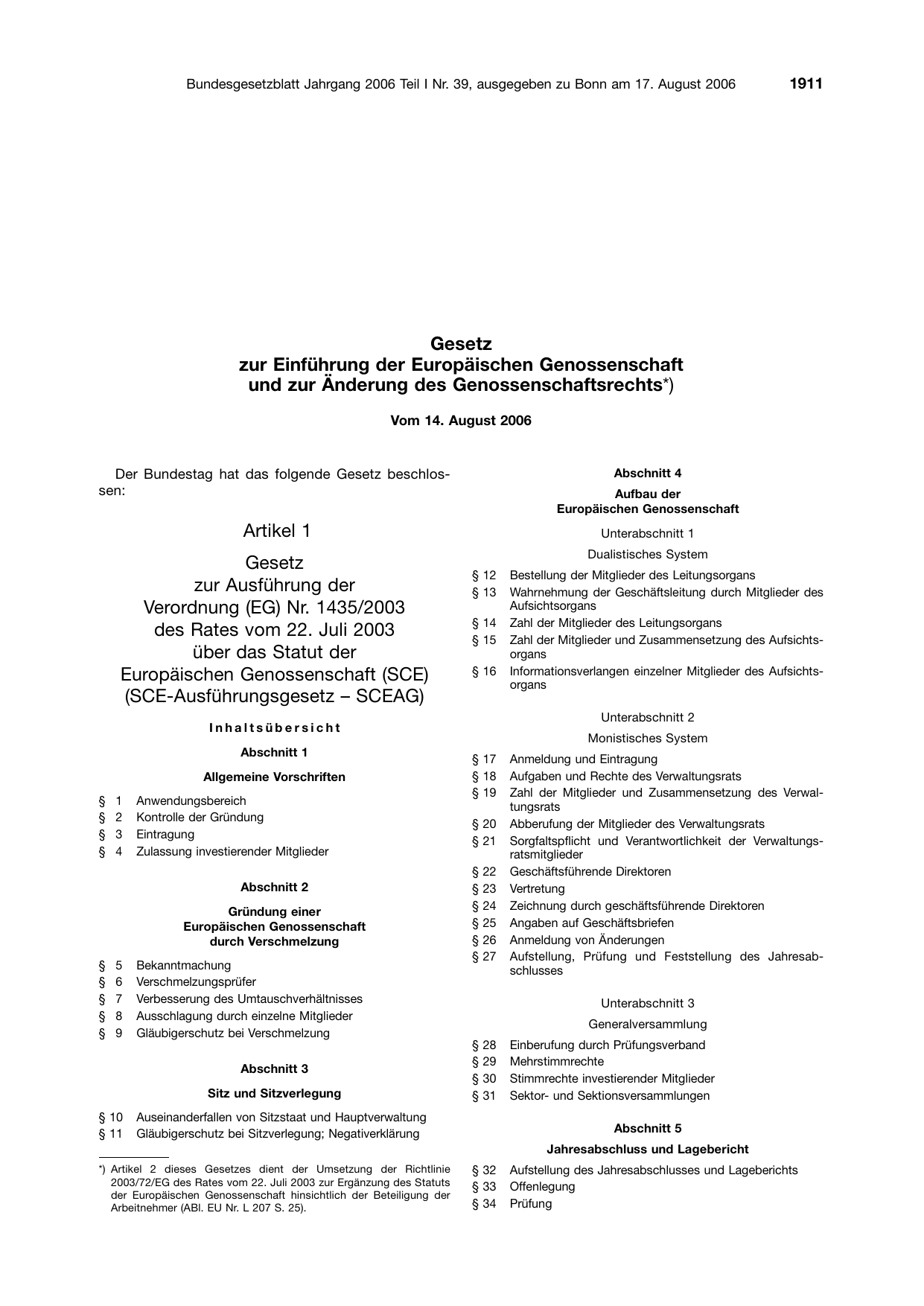 BGBl. 2006, Seite 1911 — Originalseite als Abbildung
