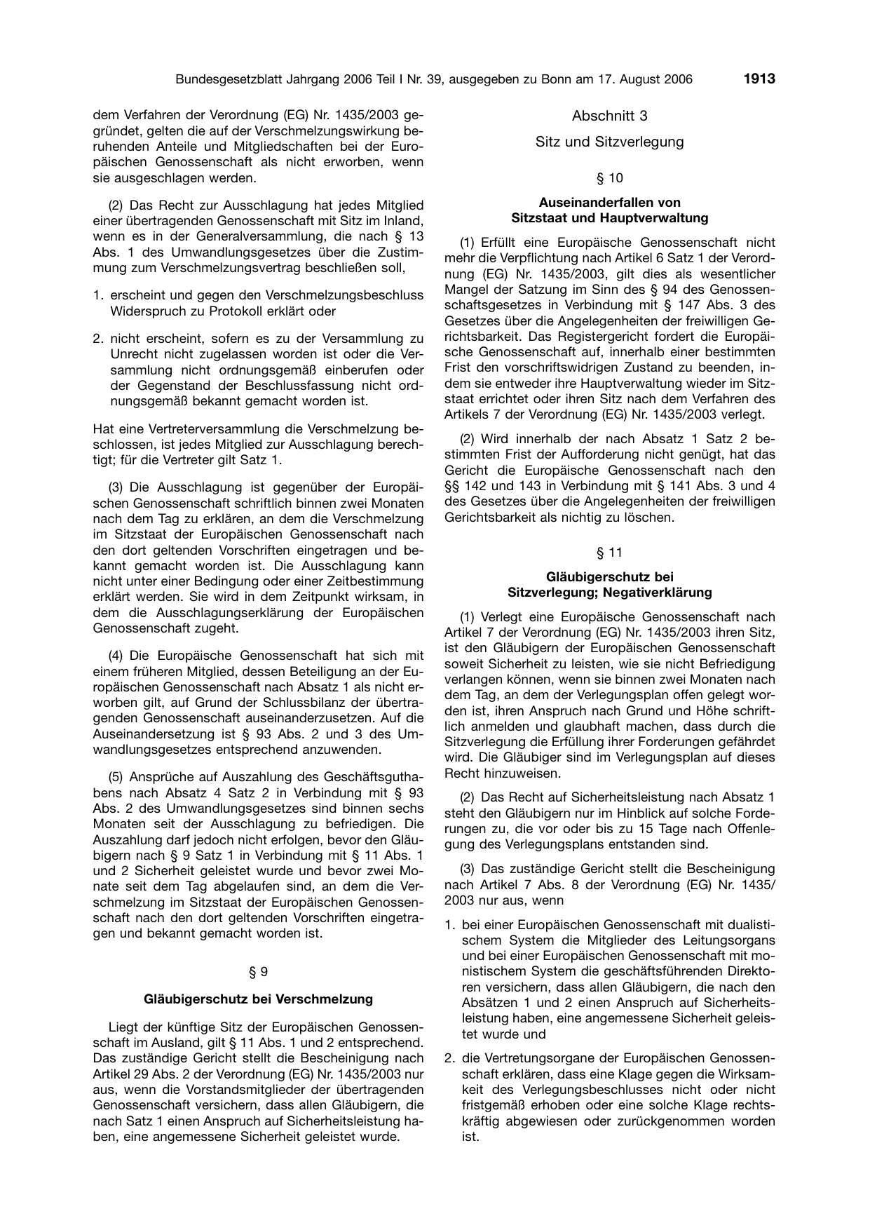 BGBl. 2006, Seite 1913 — Originalseite als Abbildung