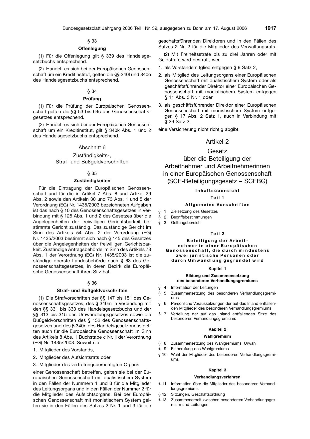 BGBl. 2006, Seite 1917 — Originalseite als Abbildung