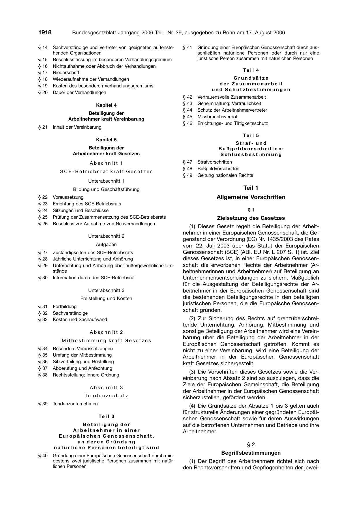 BGBl. 2006, Seite 1918 — Originalseite als Abbildung