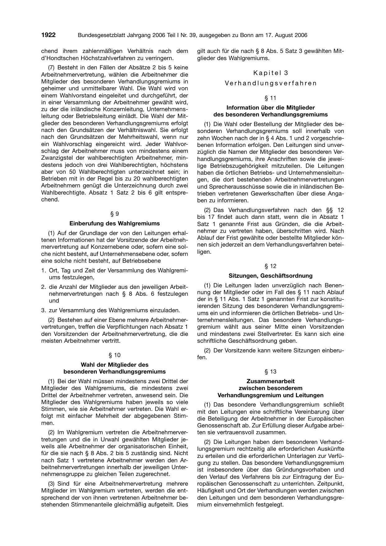 BGBl. 2006, Seite 1922 — Originalseite als Abbildung