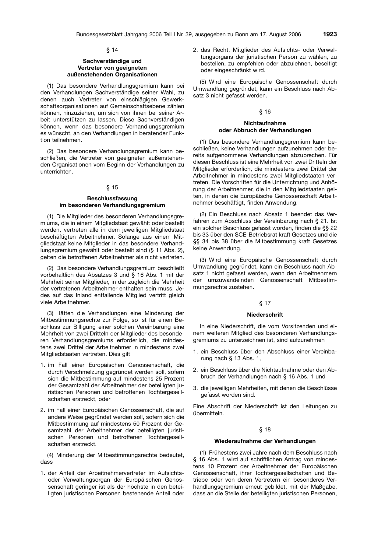 BGBl. 2006, Seite 1923 — Originalseite als Abbildung