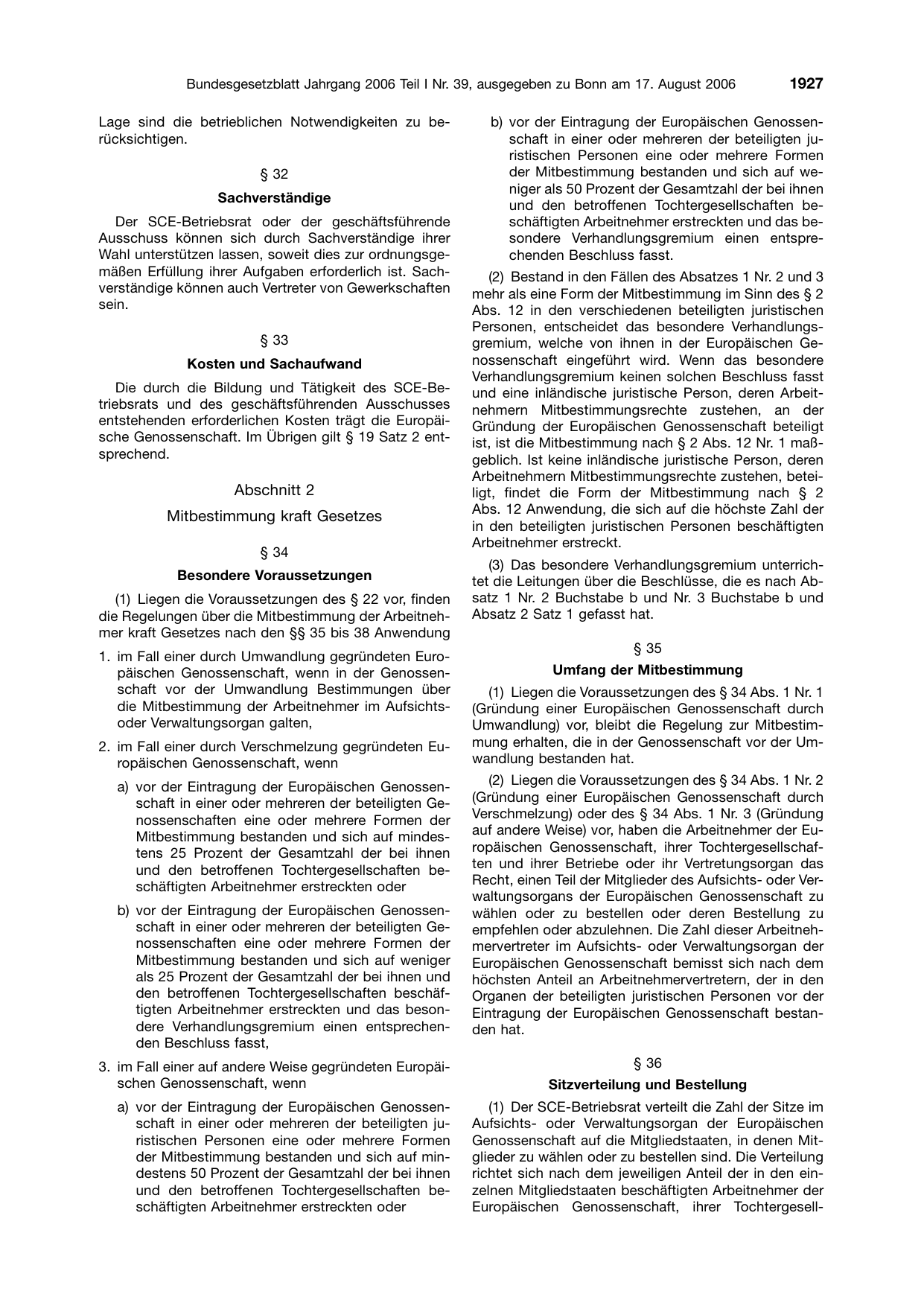 BGBl. 2006, Seite 1927 — Originalseite als Abbildung