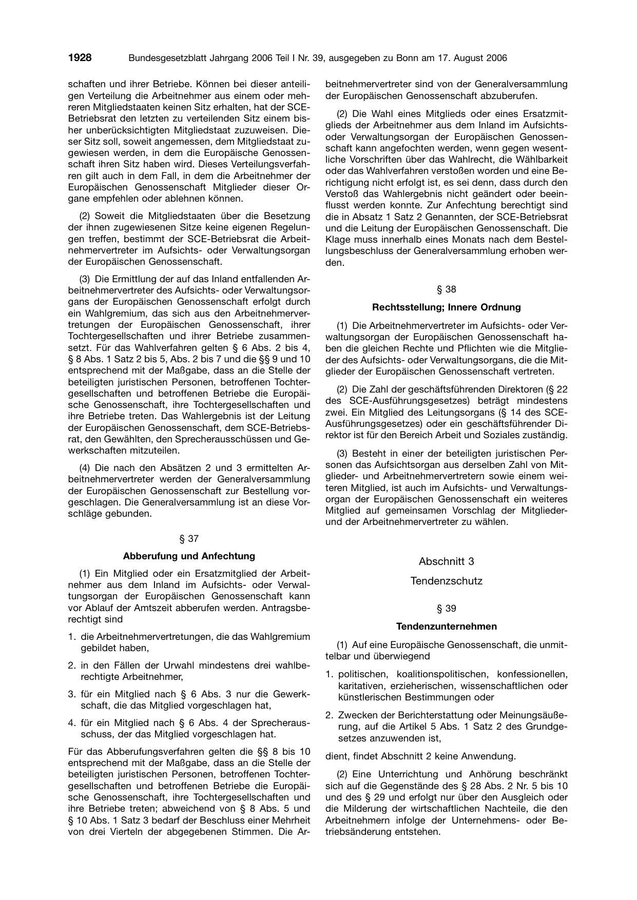 BGBl. 2006, Seite 1928 — Originalseite als Abbildung