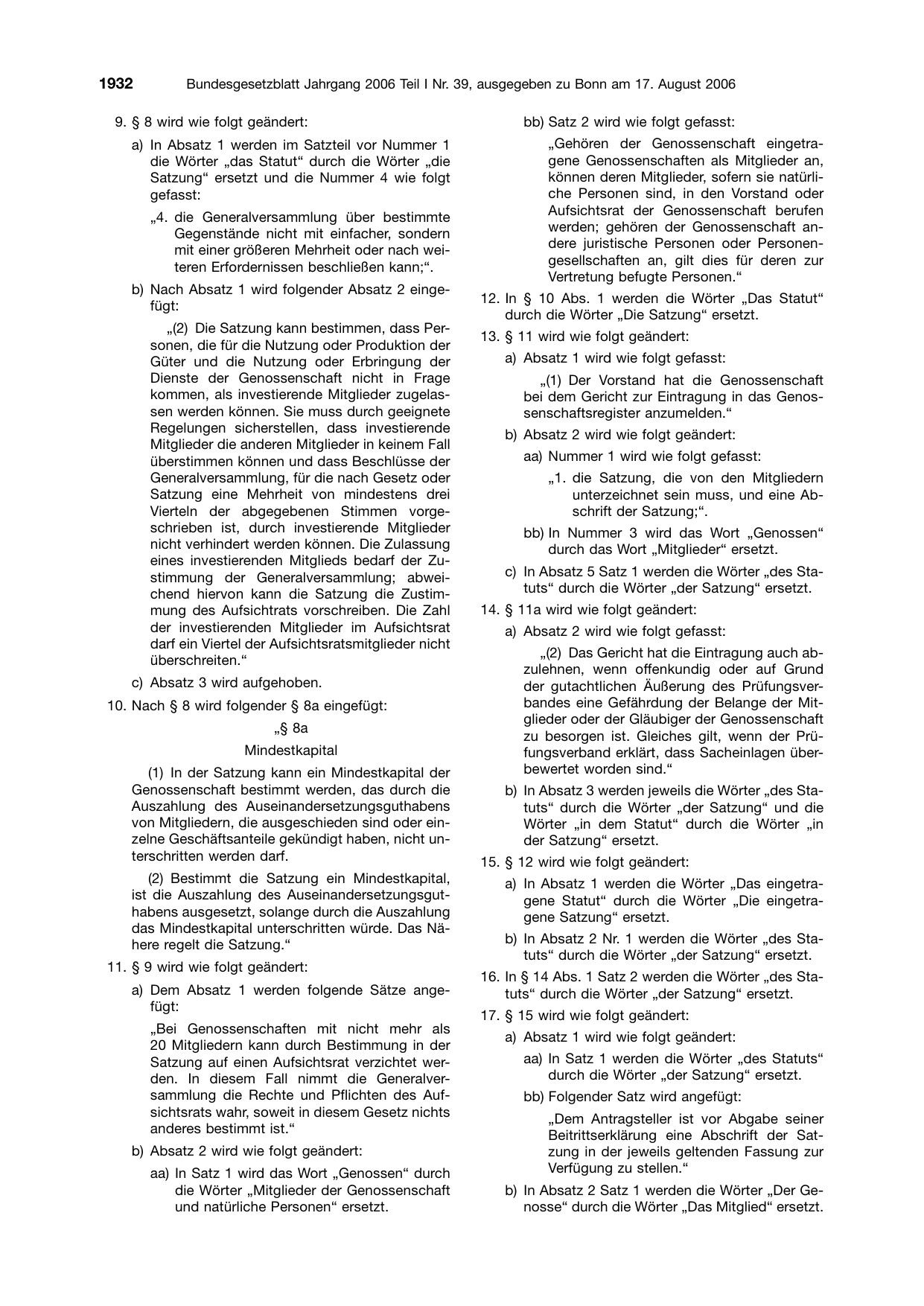 BGBl. 2006, Seite 1932 — Originalseite als Abbildung