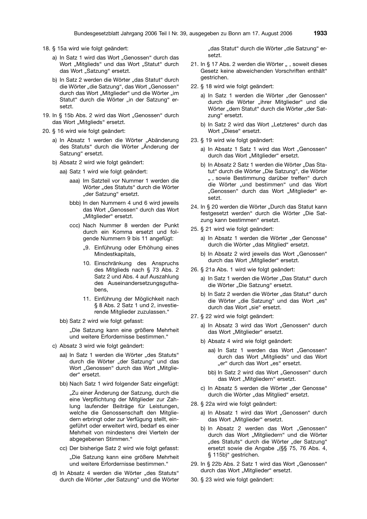 BGBl. 2006, Seite 1933 — Originalseite als Abbildung