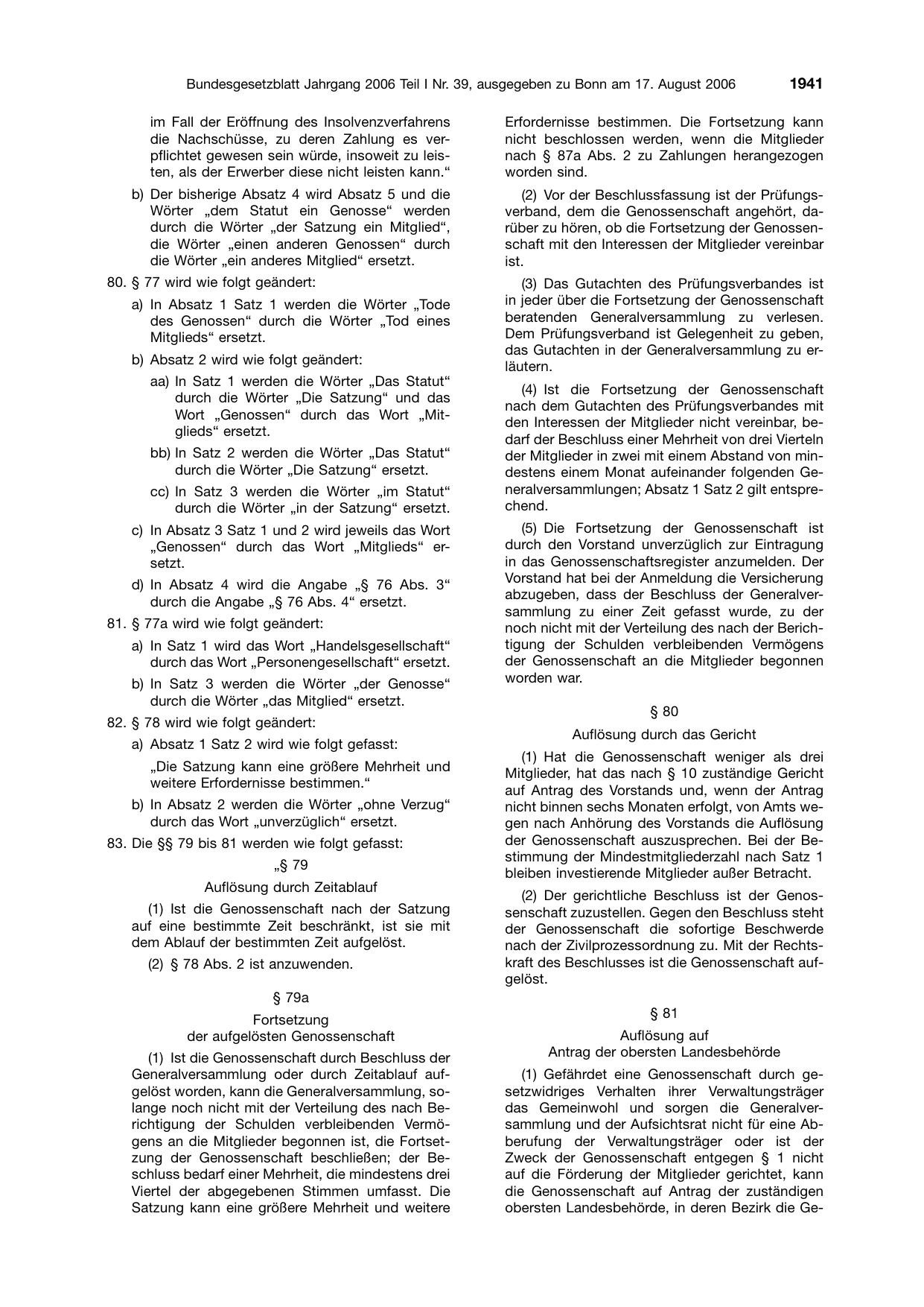 BGBl. 2006, Seite 1941 — Originalseite als Abbildung