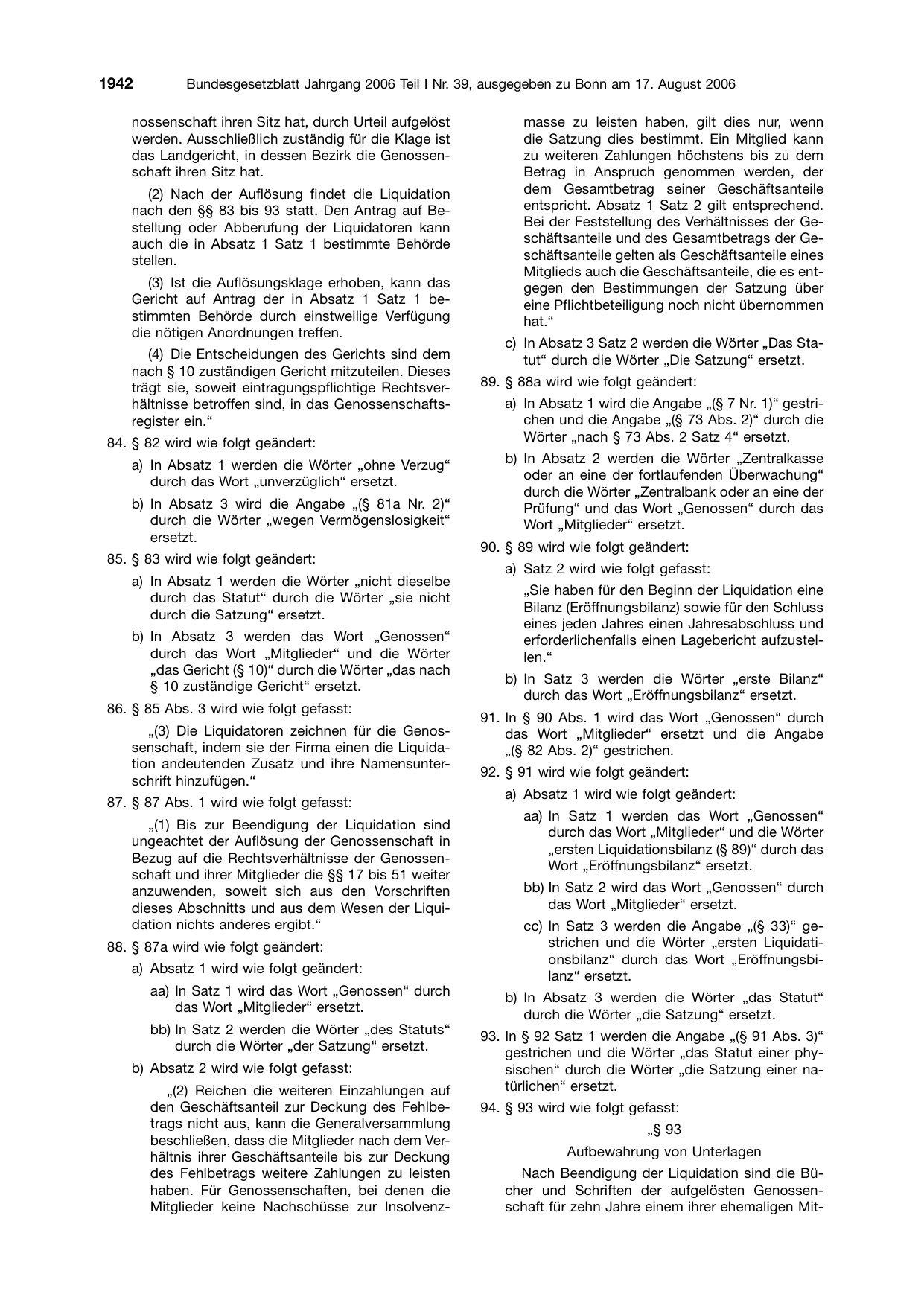 BGBl. 2006, Seite 1942 — Originalseite als Abbildung