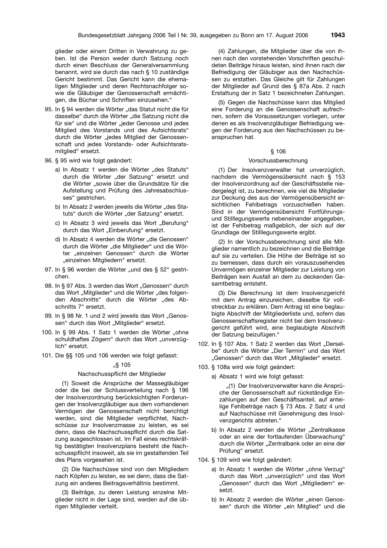 BGBl. 2006, Seite 1943 — Originalseite als Abbildung