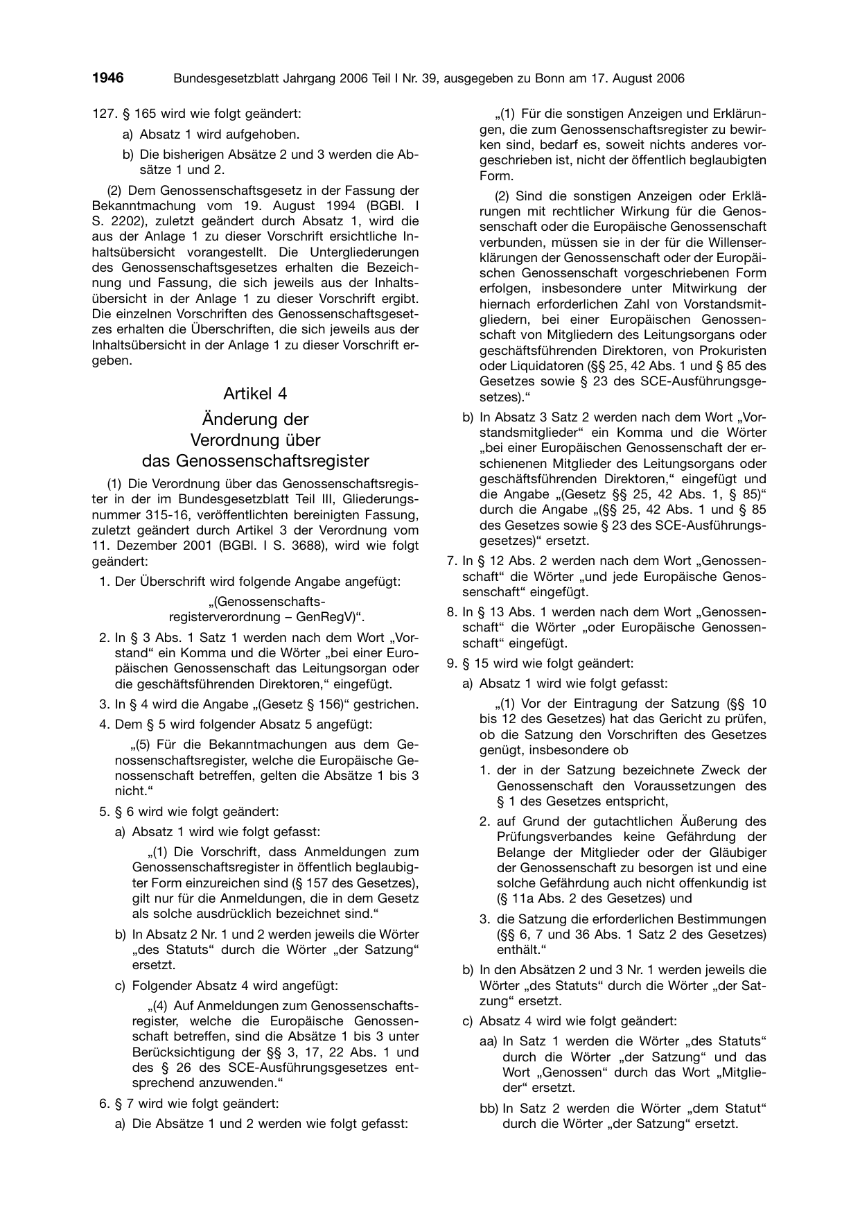 BGBl. 2006, Seite 1946 — Originalseite als Abbildung