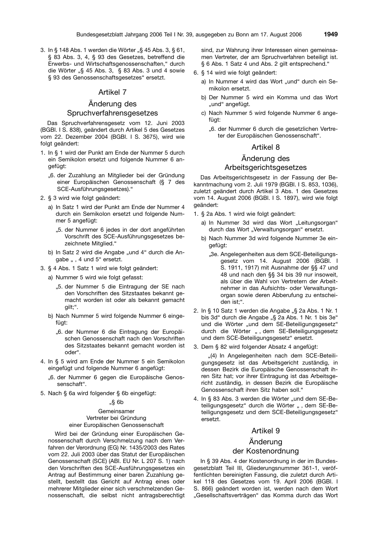 BGBl. 2006, Seite 1949 — Originalseite als Abbildung