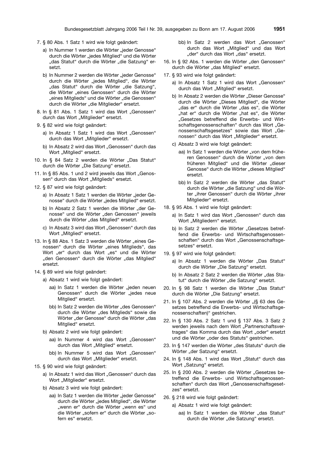 BGBl. 2006, Seite 1951 — Originalseite als Abbildung